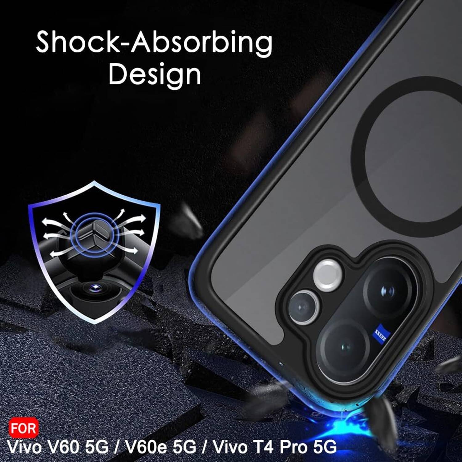Micvir Back Cover for Vivo T4 Pro 5G (Black) - Image 5