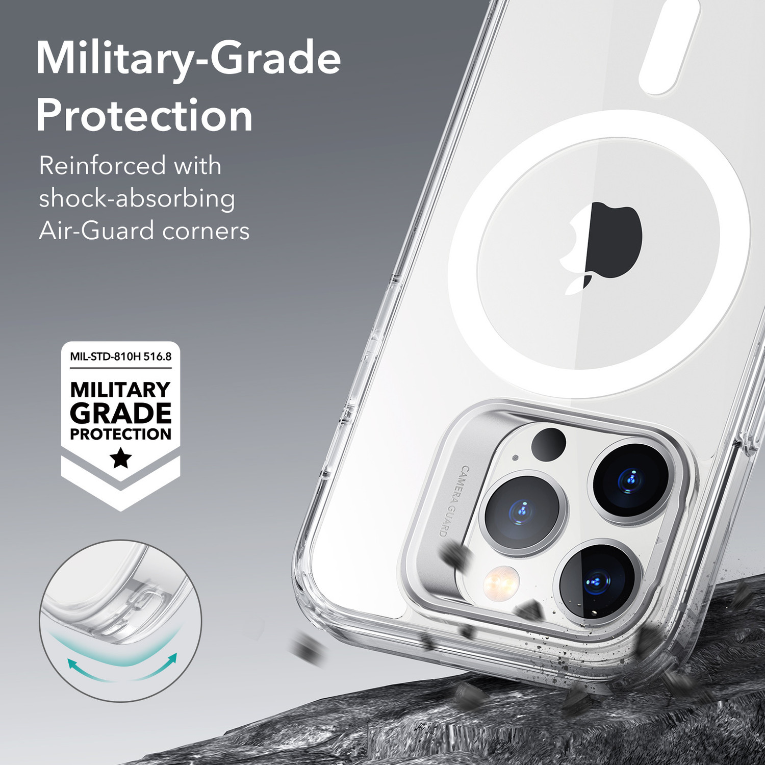 Image of ESR Back Cover for iPhone 14 Pro Clear MagSafe Case with Kickstand, Scratch-Resistant Back