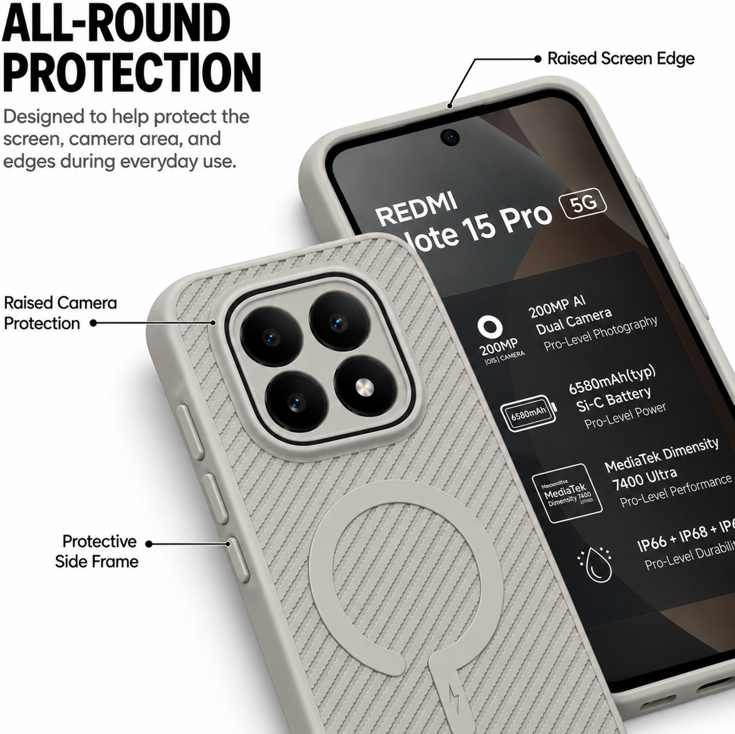Image of ArmourPro Back Cover for REDMI Note 15 Pro 5G, REDMI Note 15 Pro, Carbon Fiber Magsafe Case