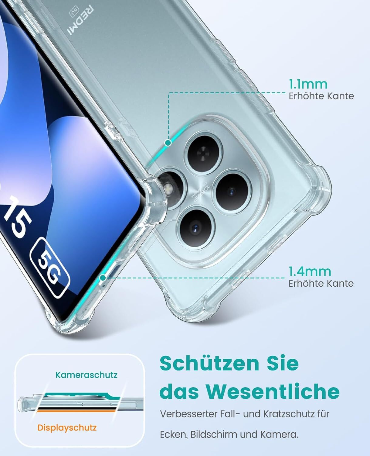 Image of CLOYAAR Back Cover for Redmi Note 15 5G Bumper Silicon Transparent Case