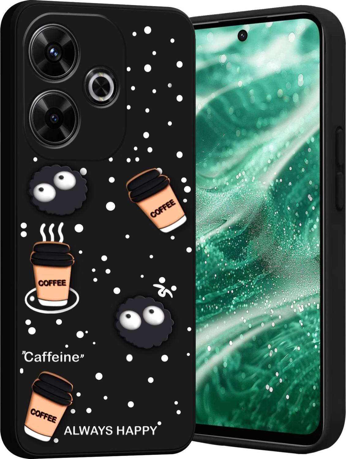 Ascensify Back Cover for Redmi 13 5G 3D Coffee Theme Cartoon Design | Shockproof Slim Protective Case