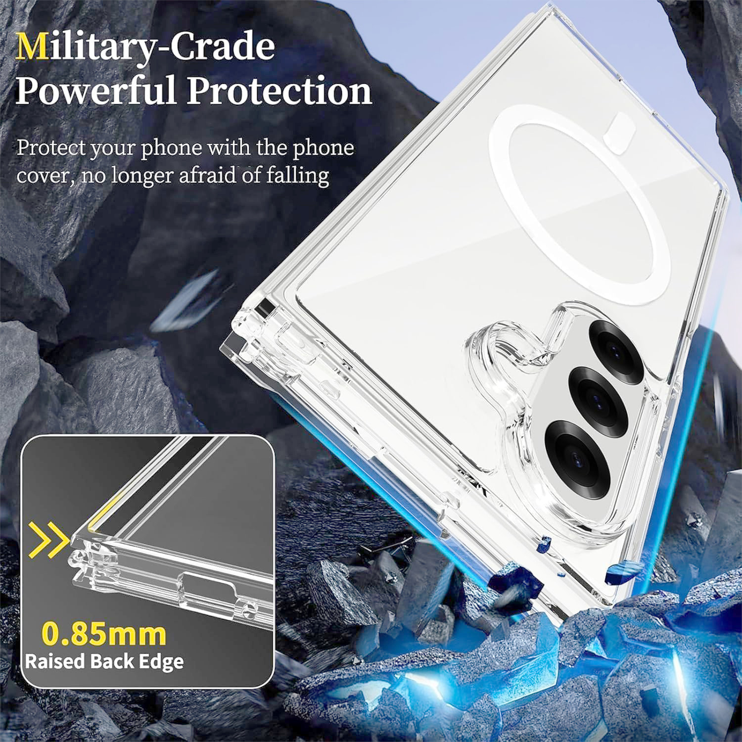 Image of AM COOLLECTION Back Cover for Samsung Galaxy Z Fold 7 Transparent MagSafe Mobile Back Cover - Slim, Strong .