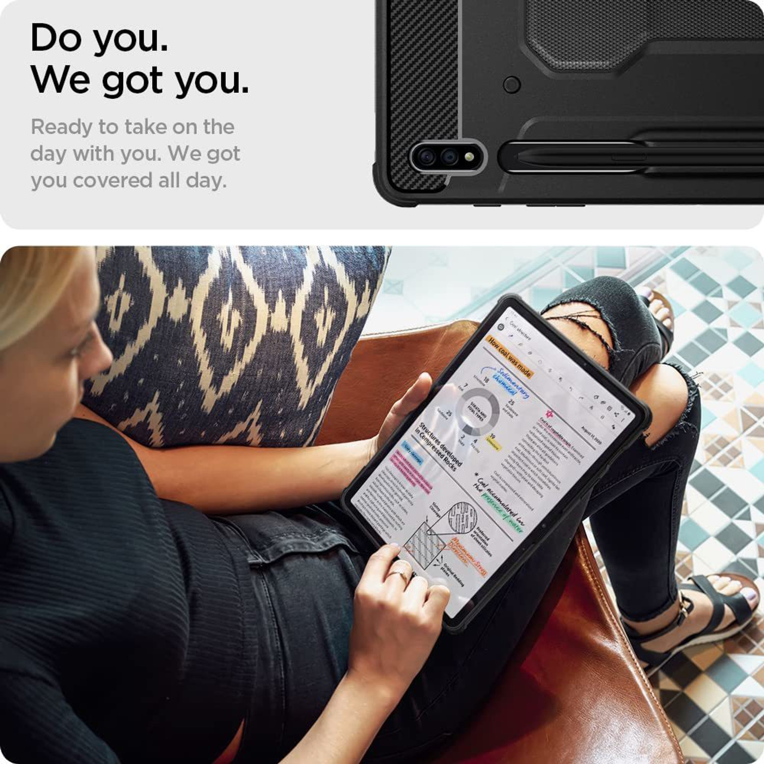 Image of Spigen Rugged Armor Pro Back Cover for Samsung Galaxy Tab S7 Plus