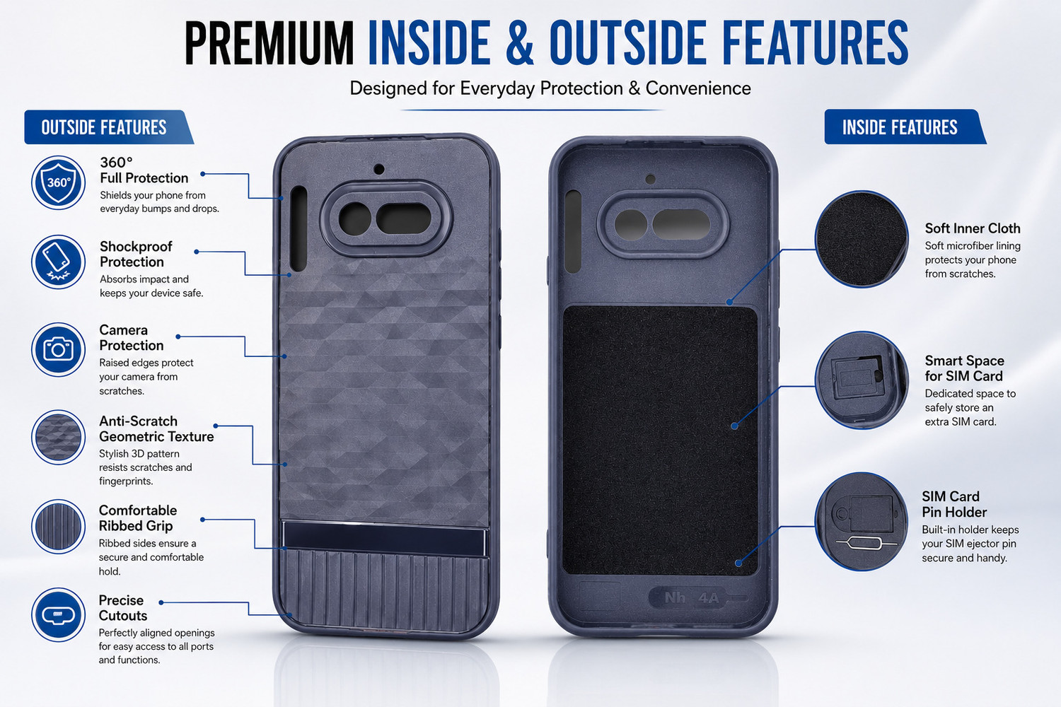 Image of ZASRON Back Cover for Nothing Phone (4a) (Blue, Matte Finish, Thermoplastic Polyurethane, Pack of: 1)