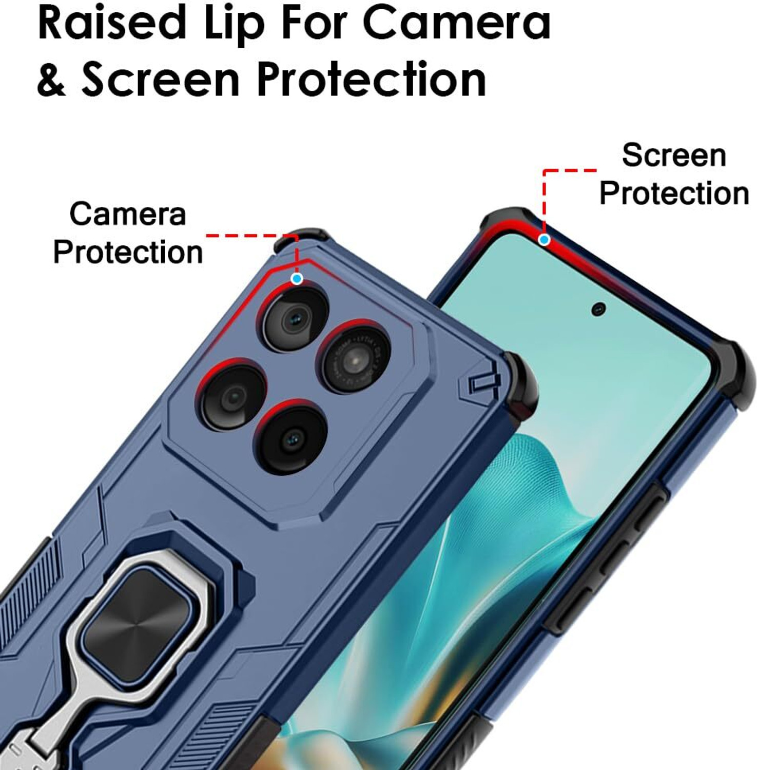 Image of SESS XUSIVE Back Cover for Motorola Moto Edge 60 Fusion 5G D5 Tough Armor Bumper Back Cover Case - Blue