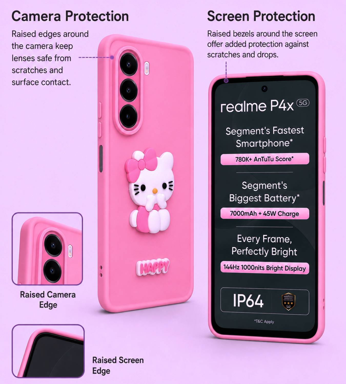 SBMS Back Cover for Realme P4X 5G Pink - Image 2