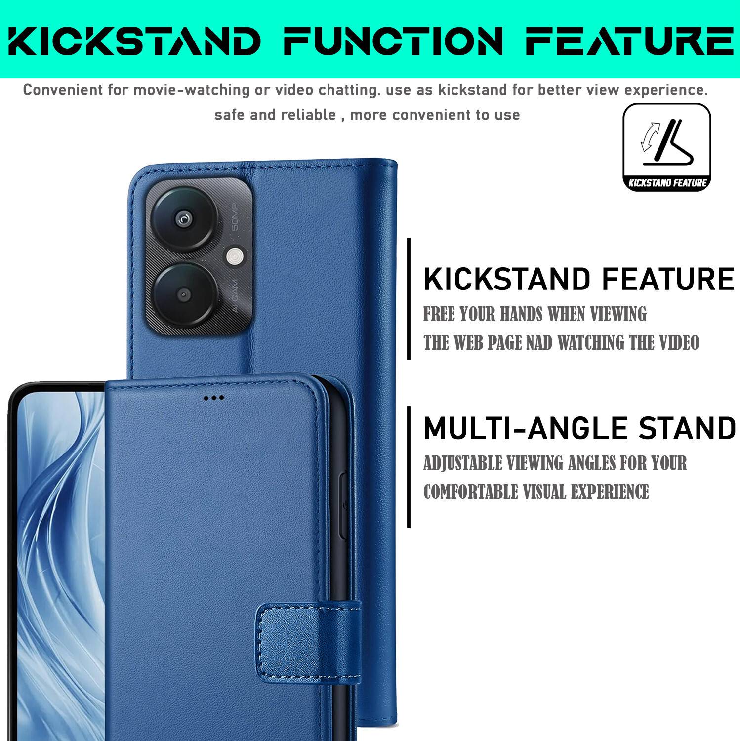 goriseon Back Cover for Redmi 13C 5G Blue - Image 4
