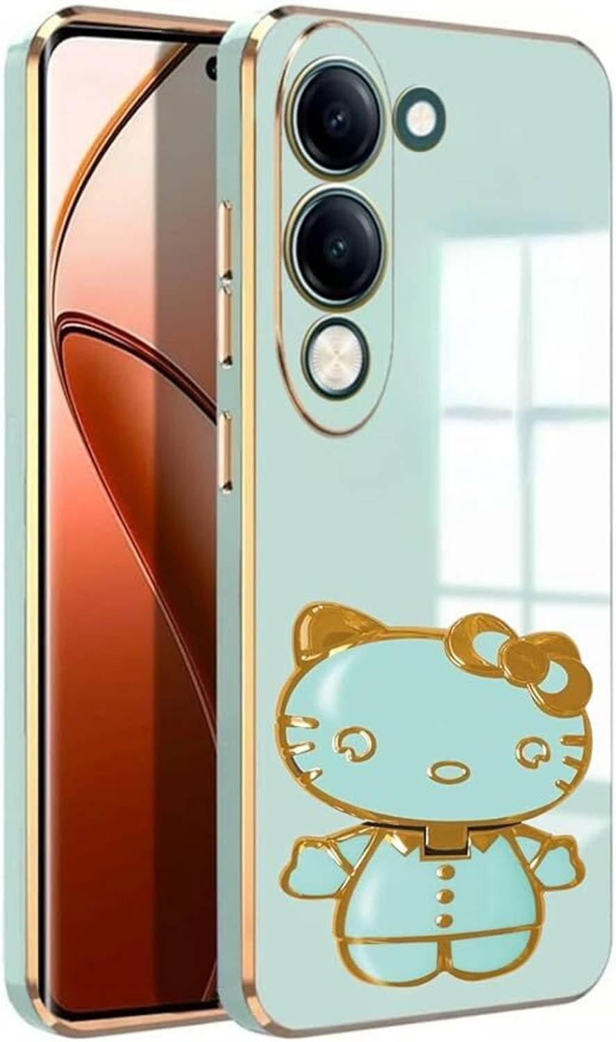 A3sprime Back Cover for vivo Y19e with Cute 3D Cartoon Shaped Folding Mobile Stand Holder