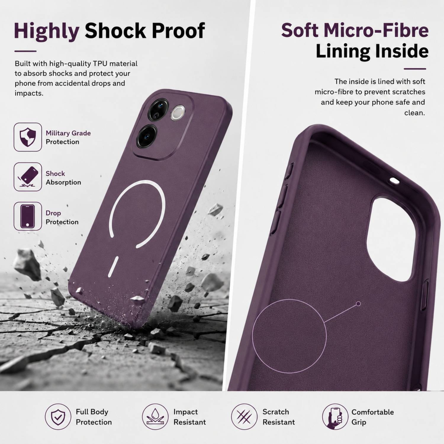 SBMS Back Cover for Vivo T3 Pro 5G, Purple - Image 4