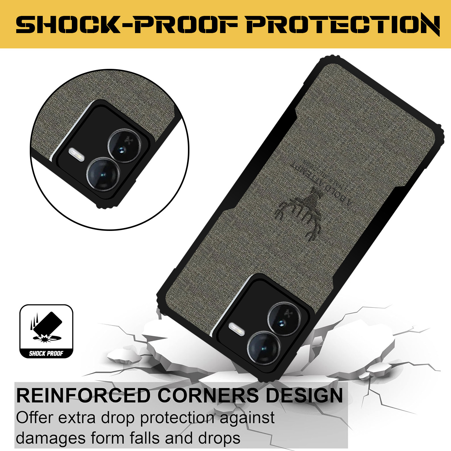 Image of Roxel Back Cover for IQOO Z9 5G |Vegan PU Leather |Deer Case| Camera Lens Protection