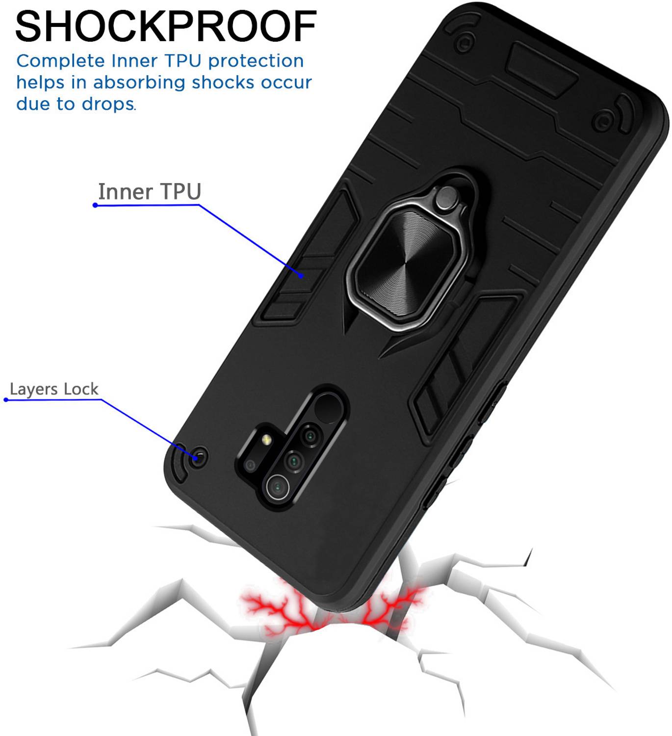 Meephone Back Cover for Mi Redmi 9 Prime Black - Image 3