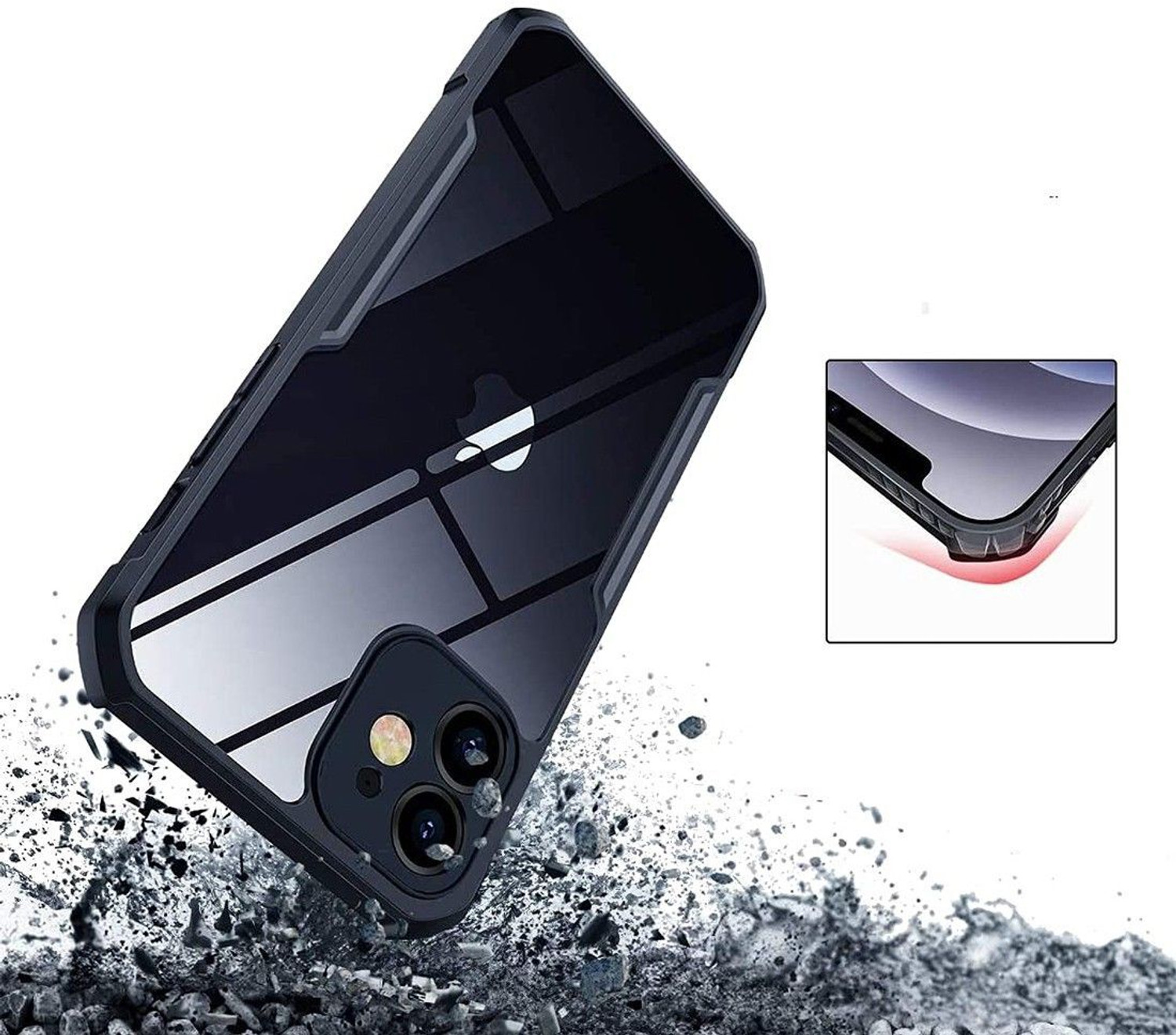 Image of CASEVIBE Back Cover for Apple iPhone 12 (Black, Shock Proof, Pack of: 1)