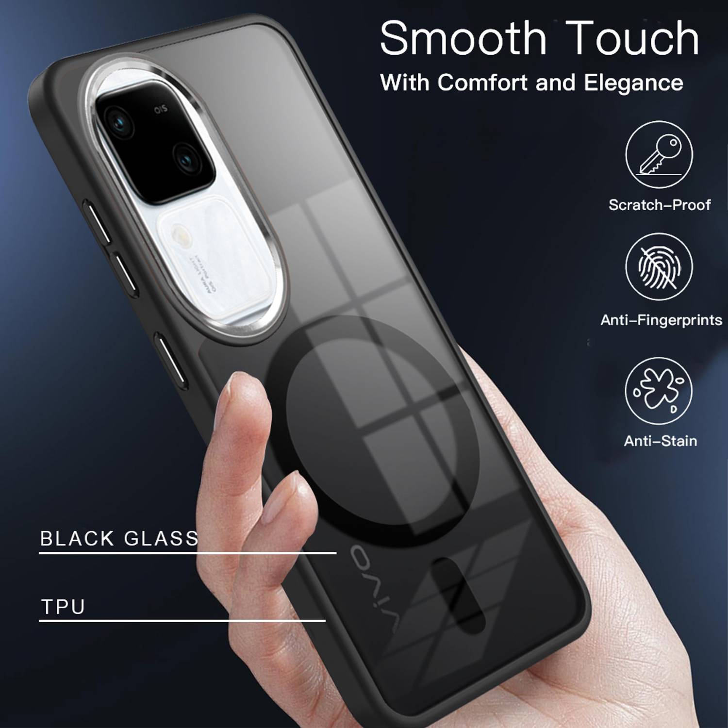 KARWAN Back Cover for Vivo V30 Pro 5G Black - Image 3