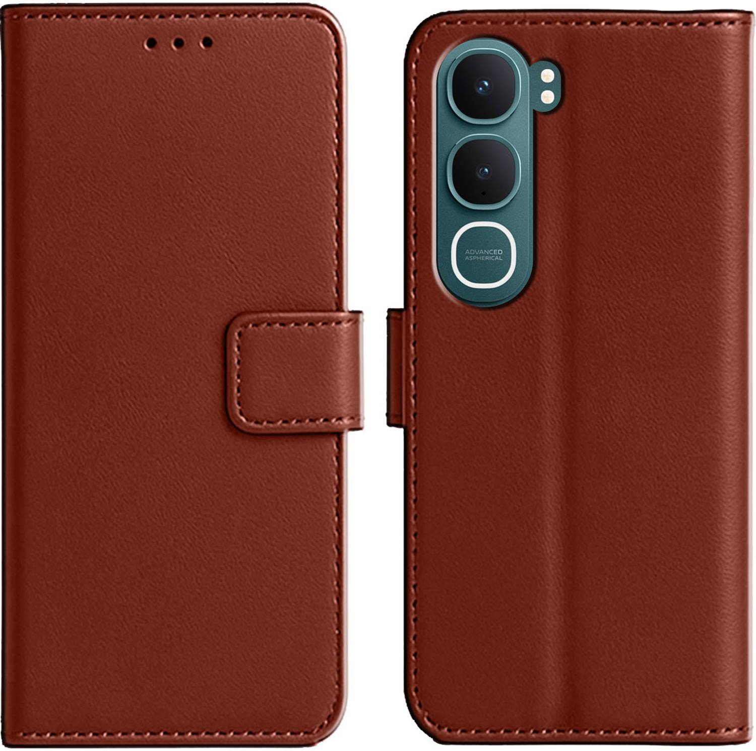 Ascensify Back Cover for Vivo Y31 5G Premium PU Leather Flip Cover with Card Slots & Stand Feature
