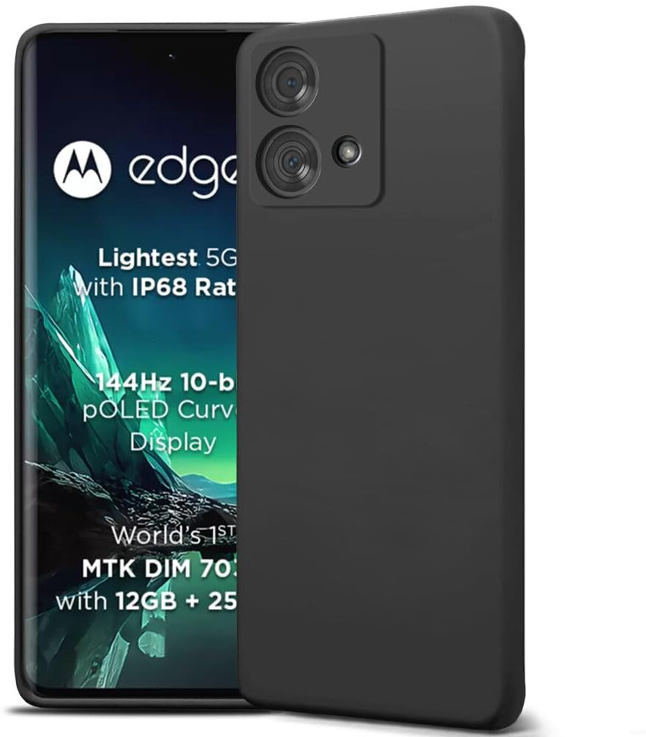Image of Teleform Back Cover for Motorola Moto Edge 40 Neo 5G soft silicon cover with inside cloth(Black)
