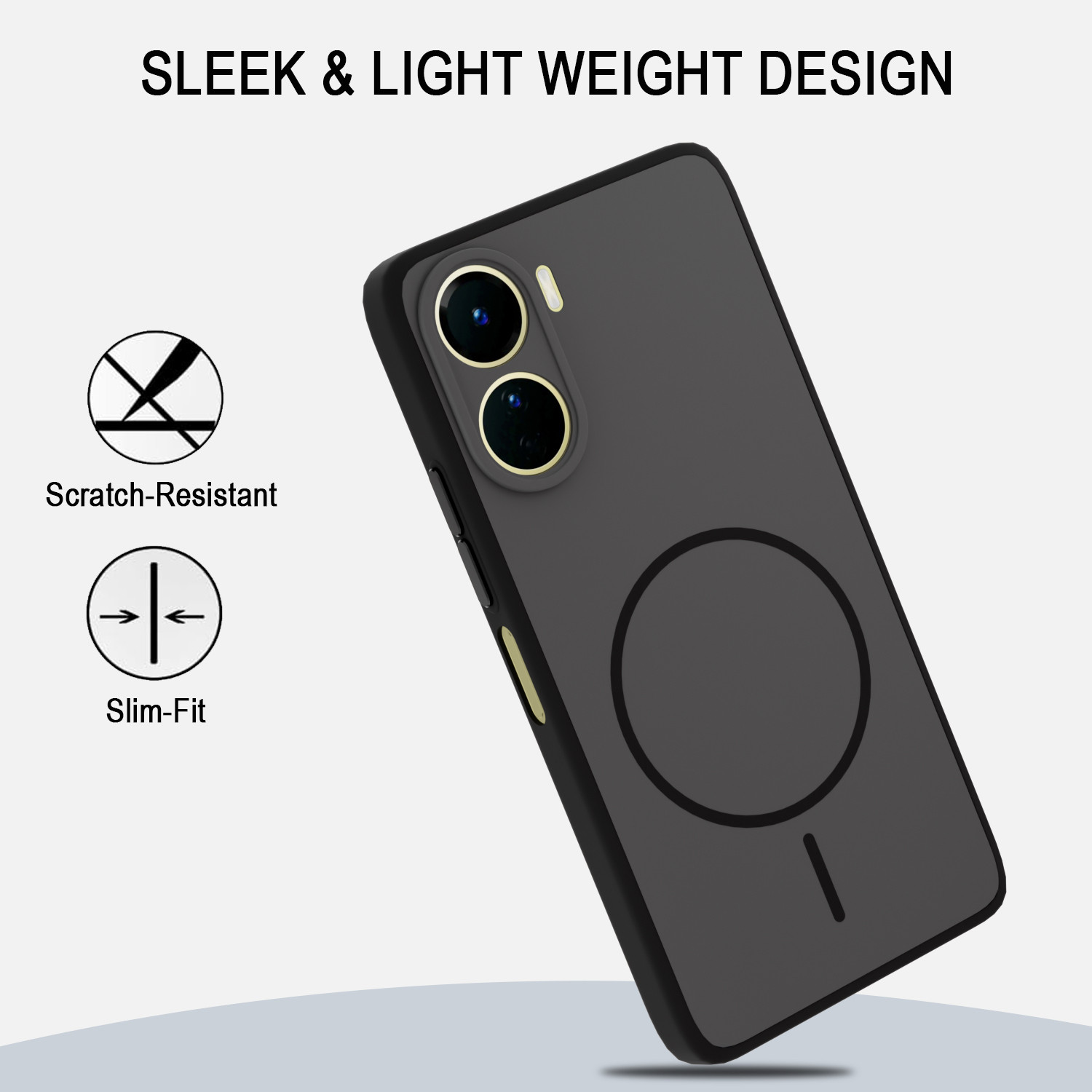 Image of KartV Back Cover for Vivo Y56 5G (Black, Camera Bump Protector, Silicon, Plastic, Polycarbonate, Metal, Pack of: 1)