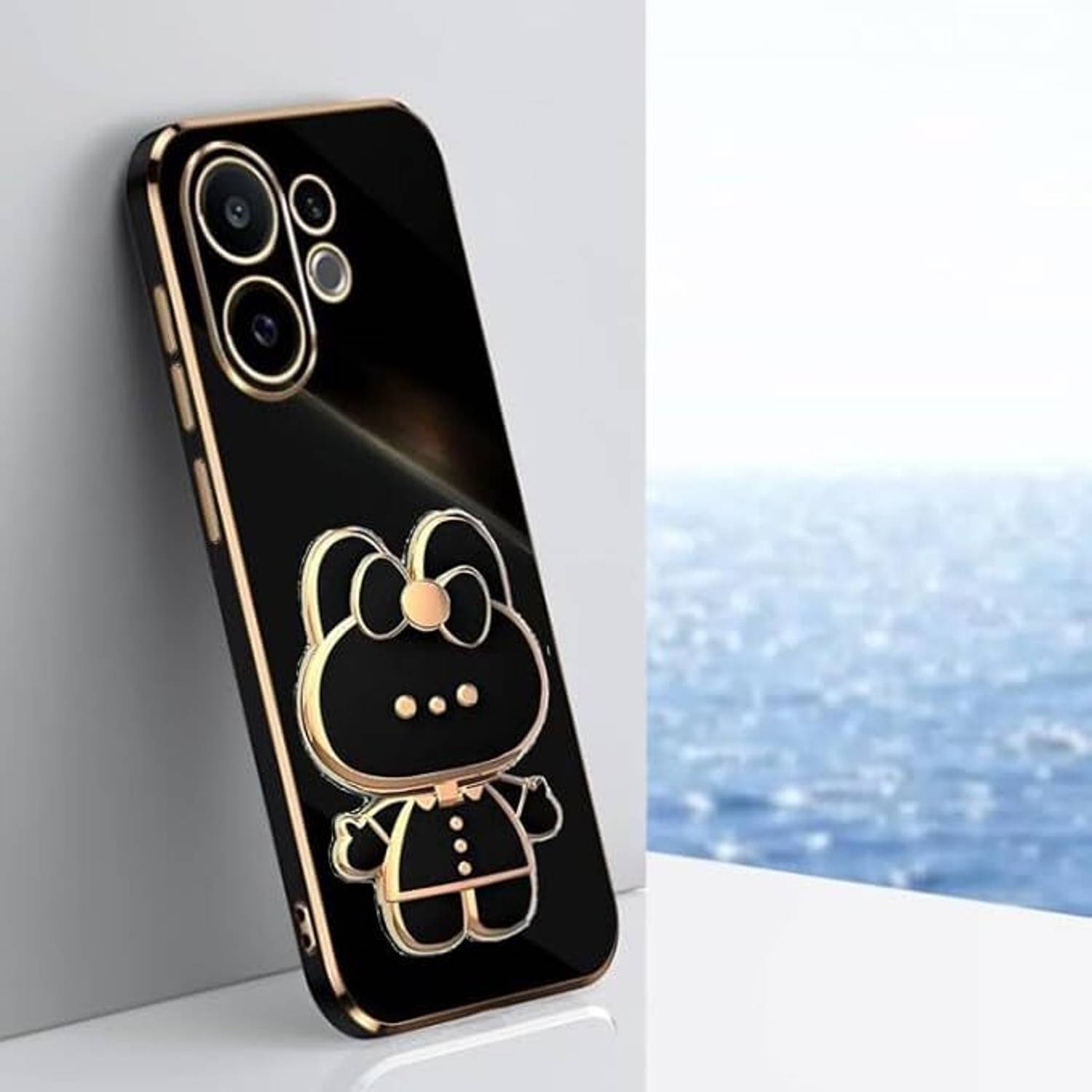 A3sprime Back Cover for vivo V60 5G with Cute 3D Cartoon Shaped Folding Mobile Stand Holder