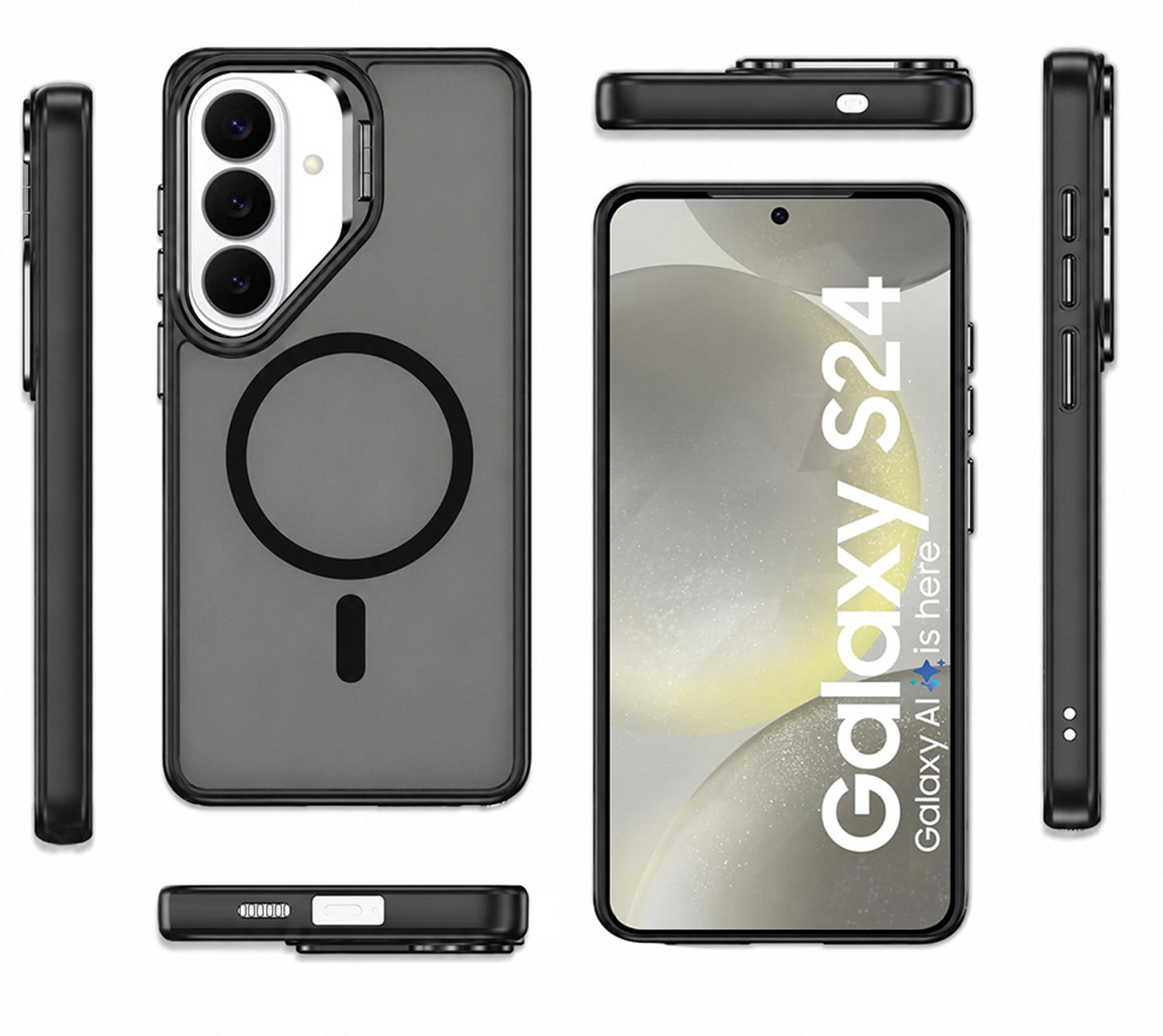 Image of Casotec Back Cover for Samsung Galaxy S24 5G (Black, Magnetic Case, Polycarbonate, Pack of: 1)