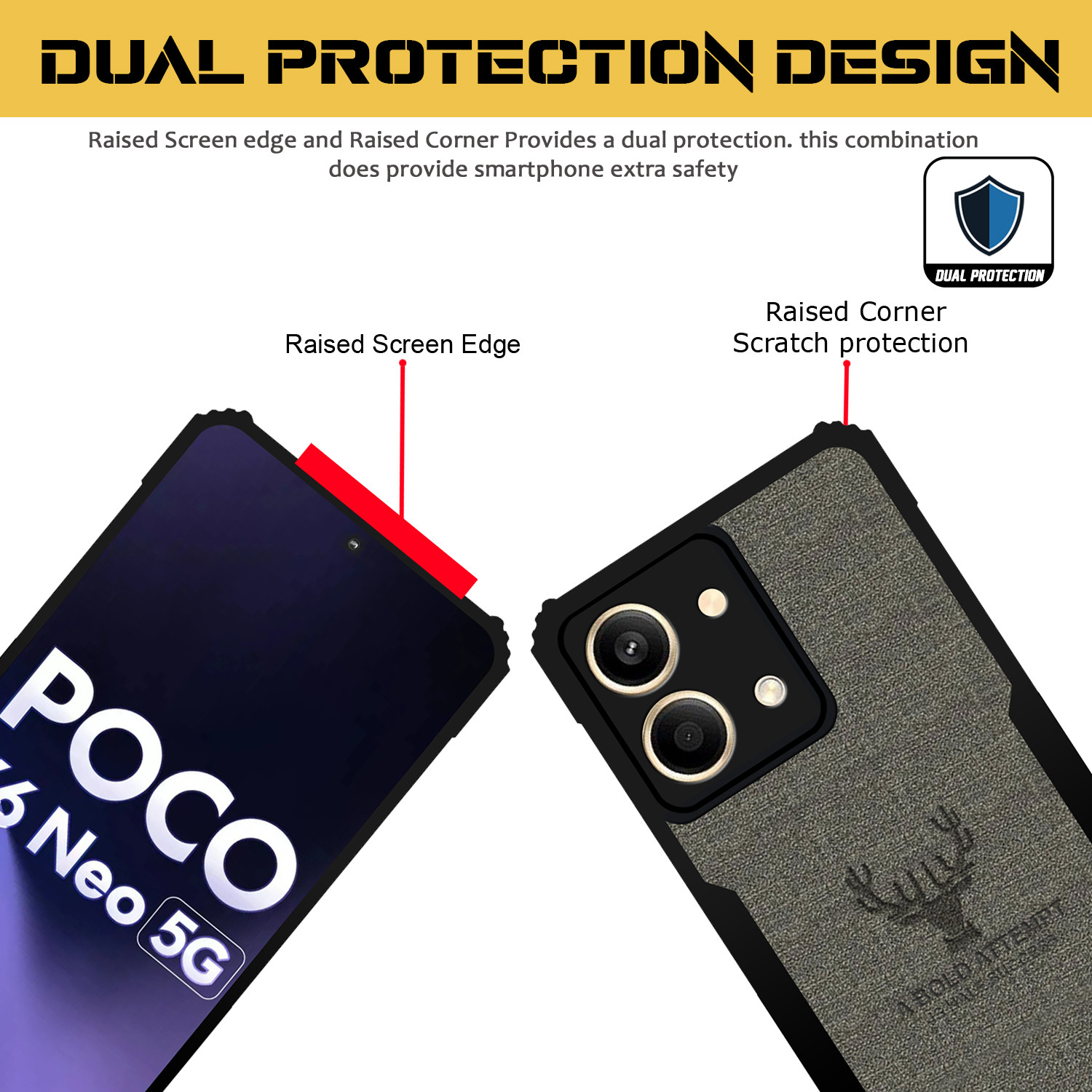Image of PikTrue Back Cover for Poco X6 Neo 5G |Vegan PU Leather |Deer Case| Camera Lens Protection