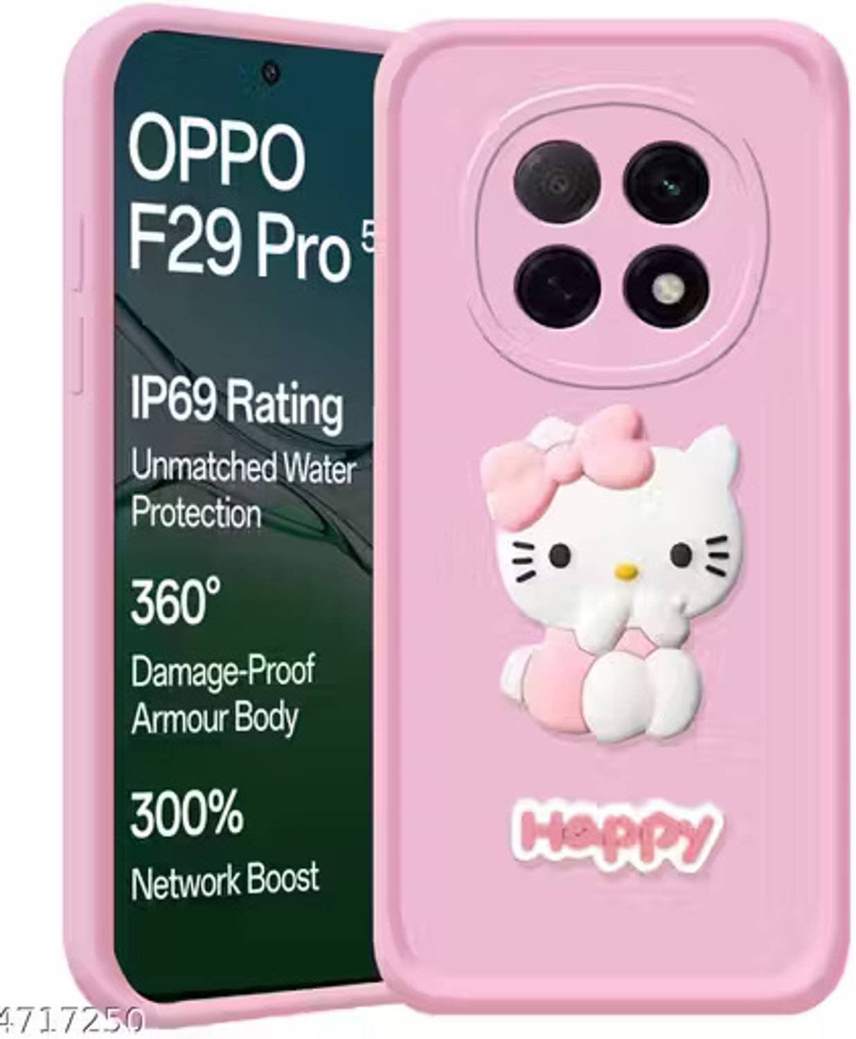 AMEYAA Back Cover for Oppo F29 Pro 5G Cute 3D Kitty Bow & Happy Stylish Design Slim Protective Case