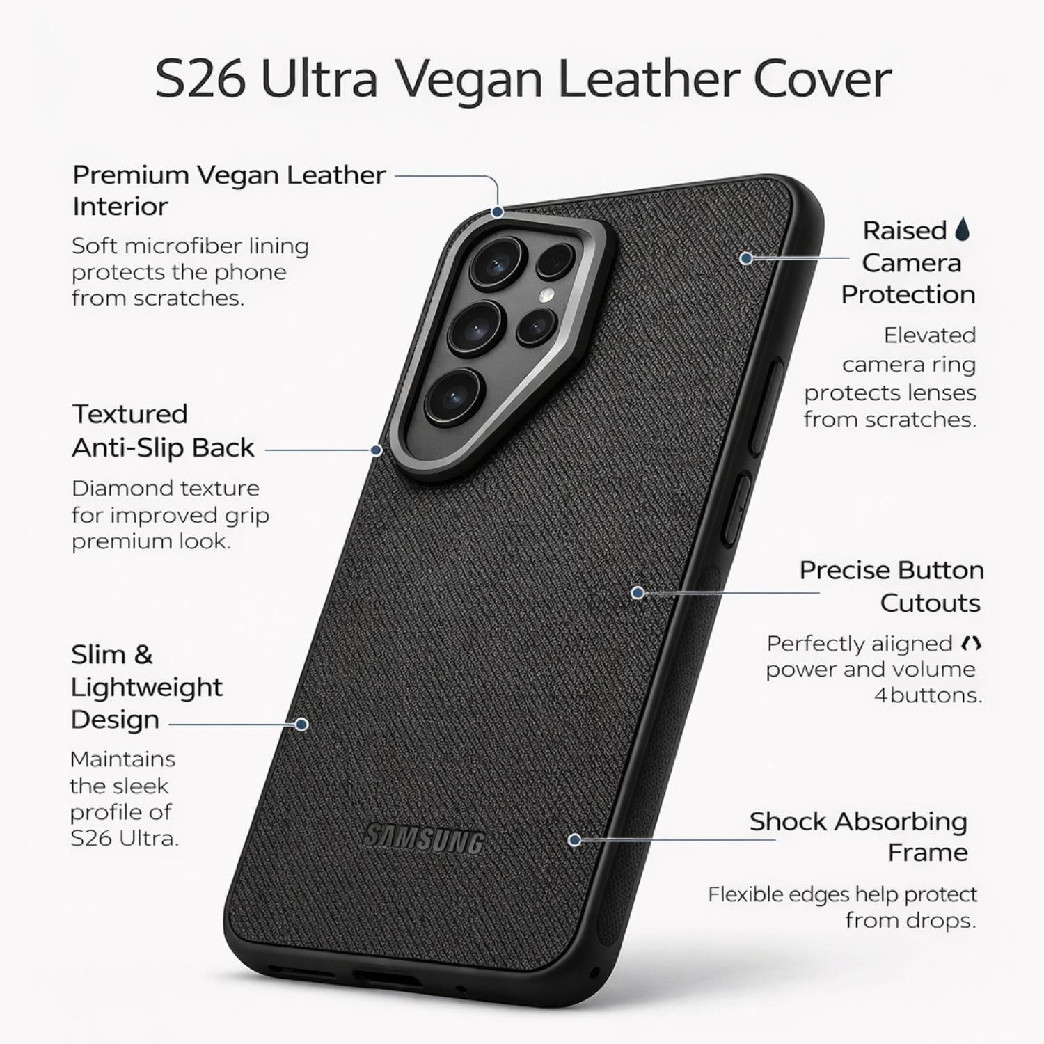VoiDrop Back Cover for S26 Ultra Black - Image 2