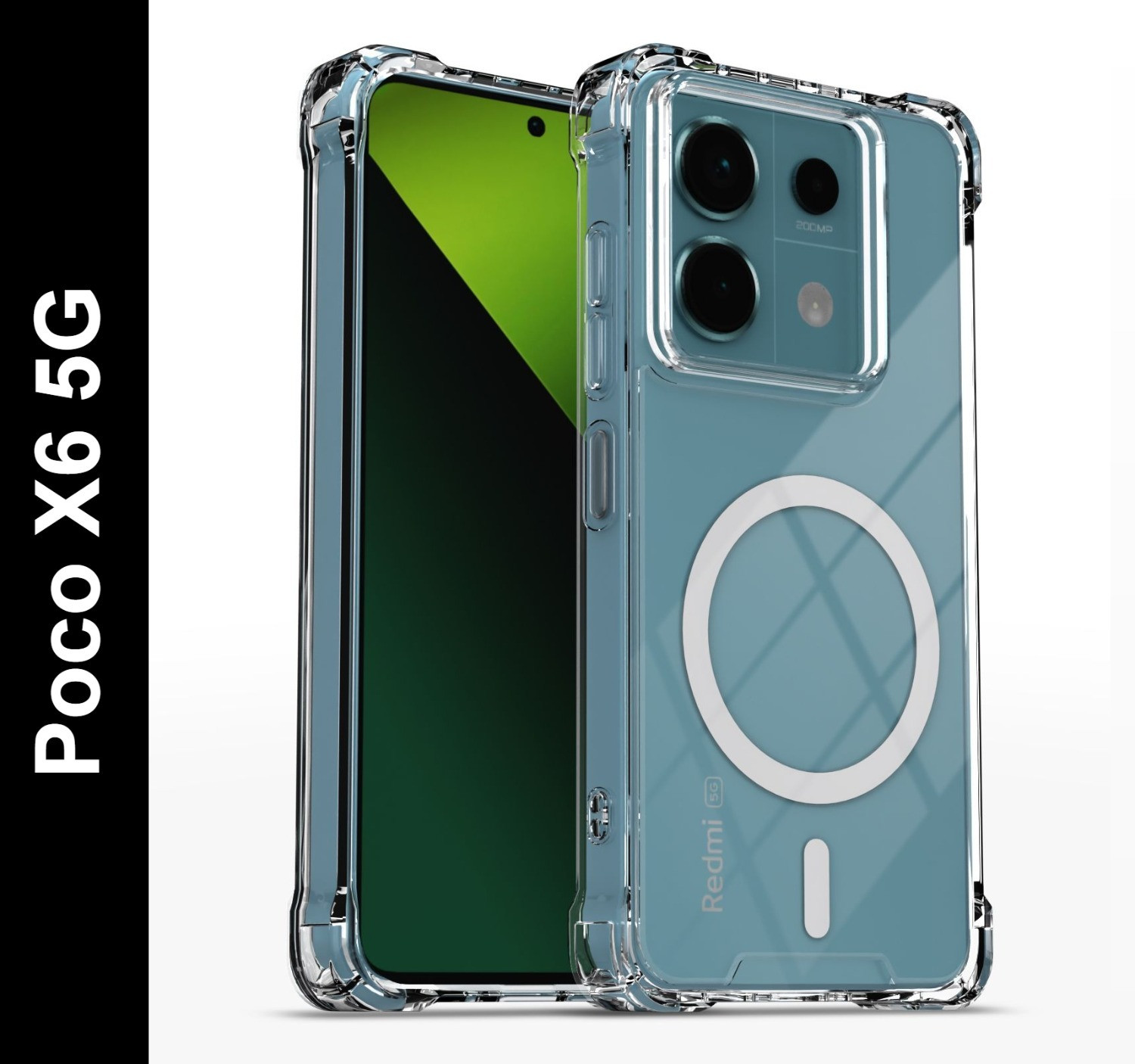 Image of Pikkme Back Cover for Poco X6 5G (Transparent, Grip Case, Thermoplastic Polyurethane, Pack of: 1)