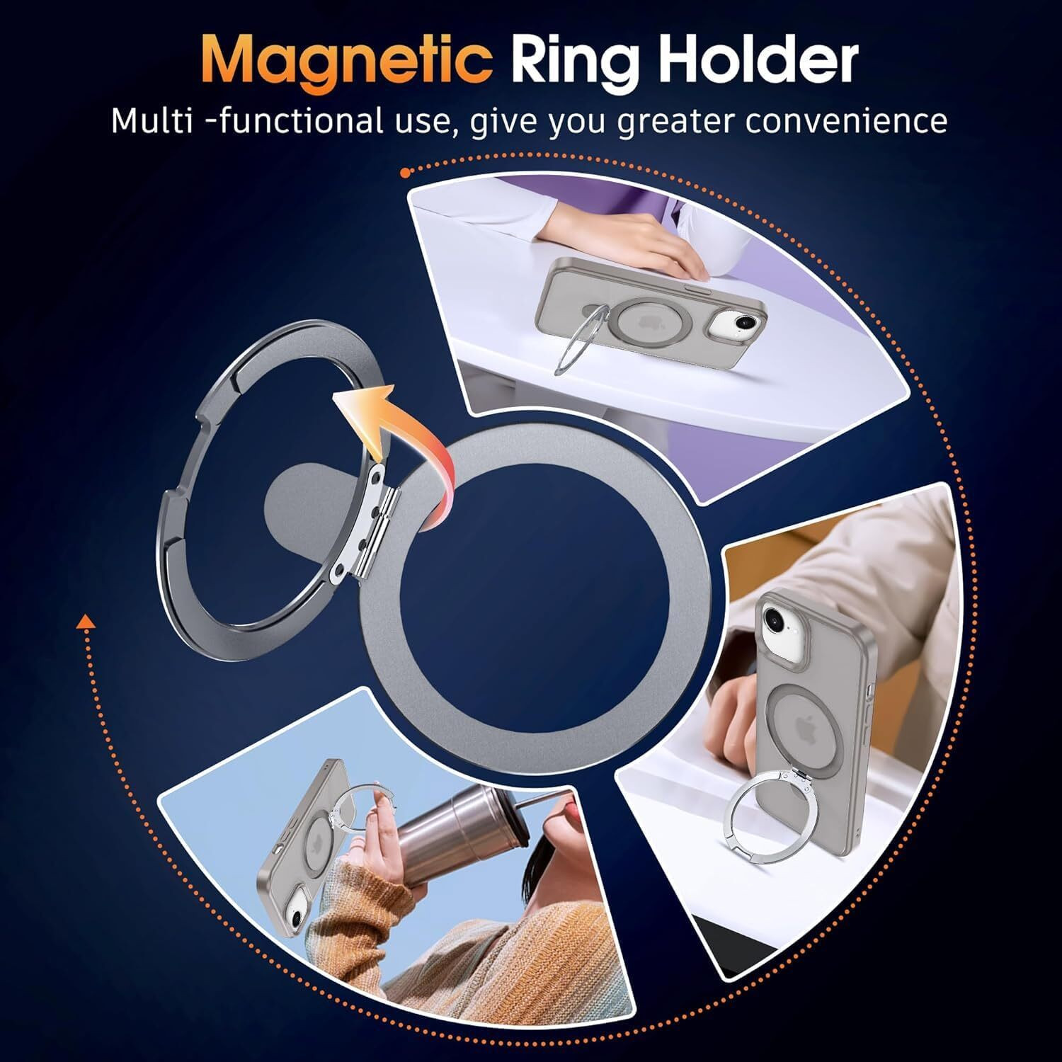 Image of AIBEX Back Cover for Apple iPhone 15 Pro|Kickmag With Magnetic Ring Alloy Kickstand | Mag-Safe Compatible
