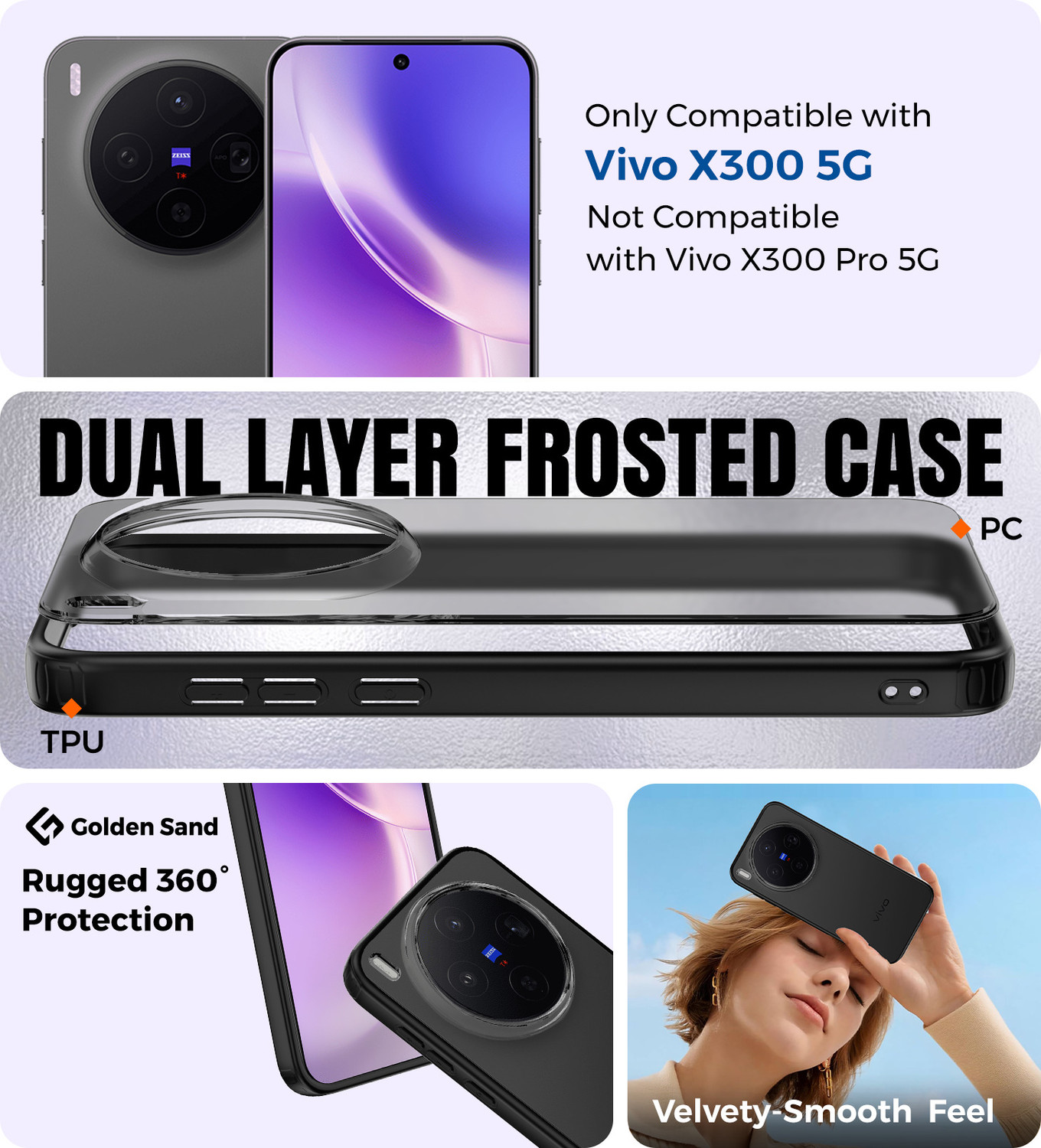 Image of Golden Sand Back Cover for Vivo X300 5G