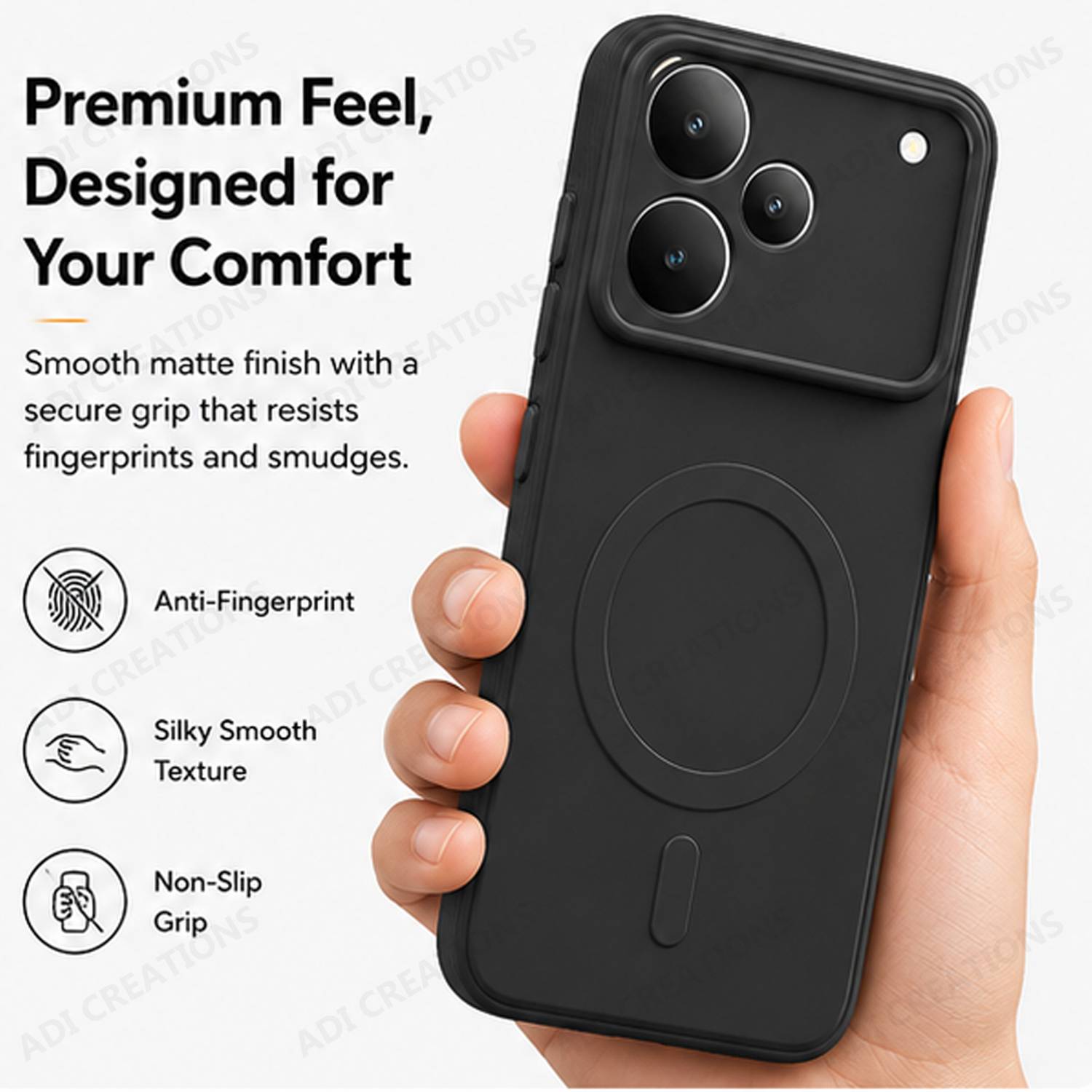 ADI Creations Back Cover for realme P4 Pro 5G Black - Image 3