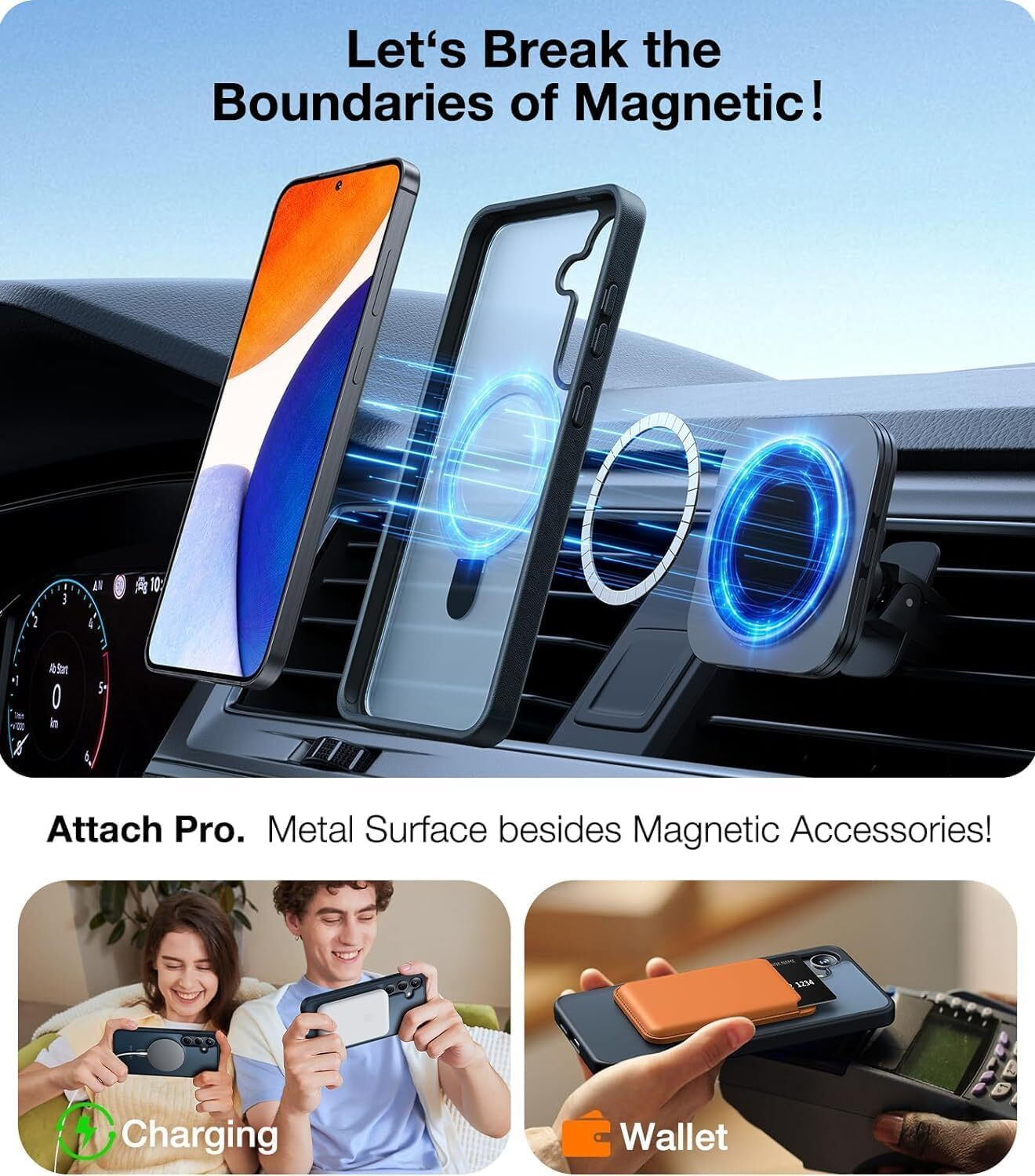 Image of AIBEX Back Cover for Samsung Galaxy S24|Kickmag With Magnetic Ring Alloy Kickstand | Mag-Safe Compatible