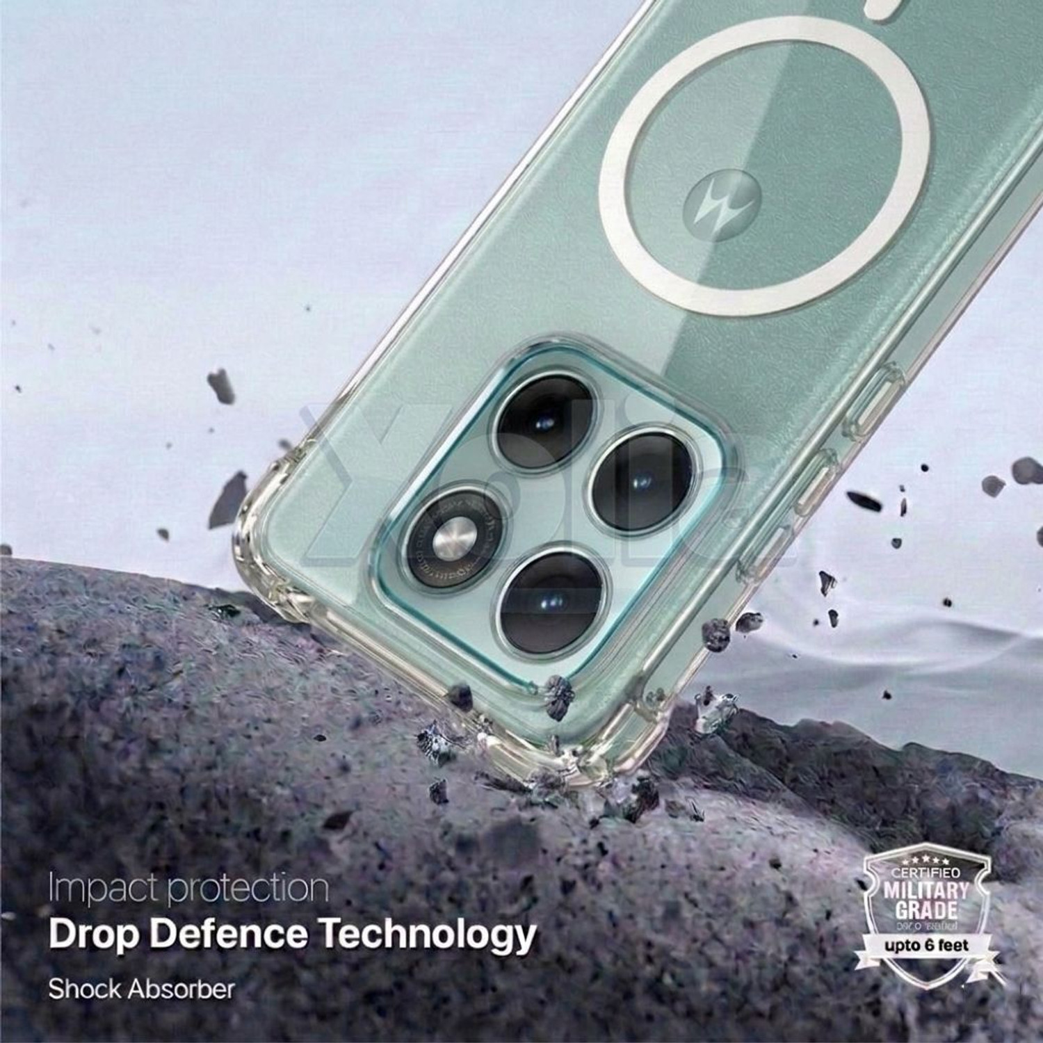 Image of Xolia Back Cover for Motorola Edge 70 Fusion 5G (Transparent, Shock Proof, Polycarbonate, Silicon, Pack of: 1)