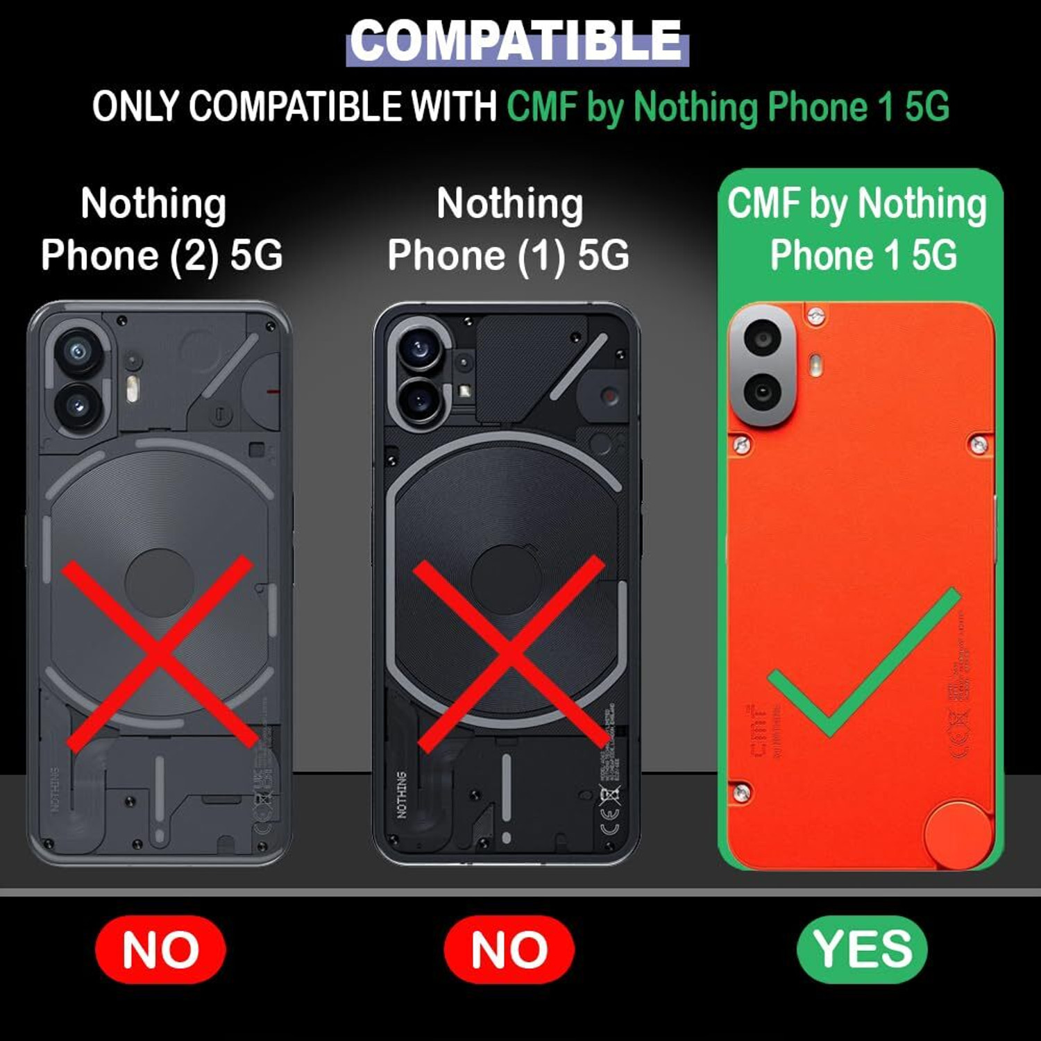 Image of Casotec Back Cover for CMF by Nothing Phone 1 (5G) (Black, Silicon, Pack of: 1)