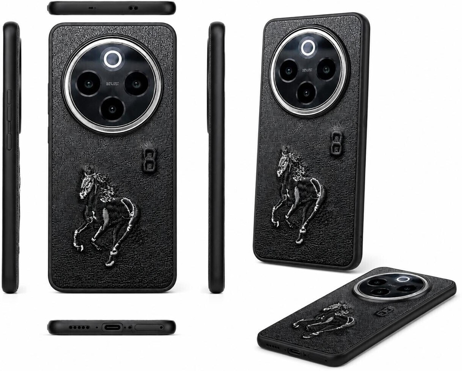 Image of Hoccroxx Back Cover for Redmi 14C 5G, Sleek & Stylish Horse Embroidery, Anti Scratch