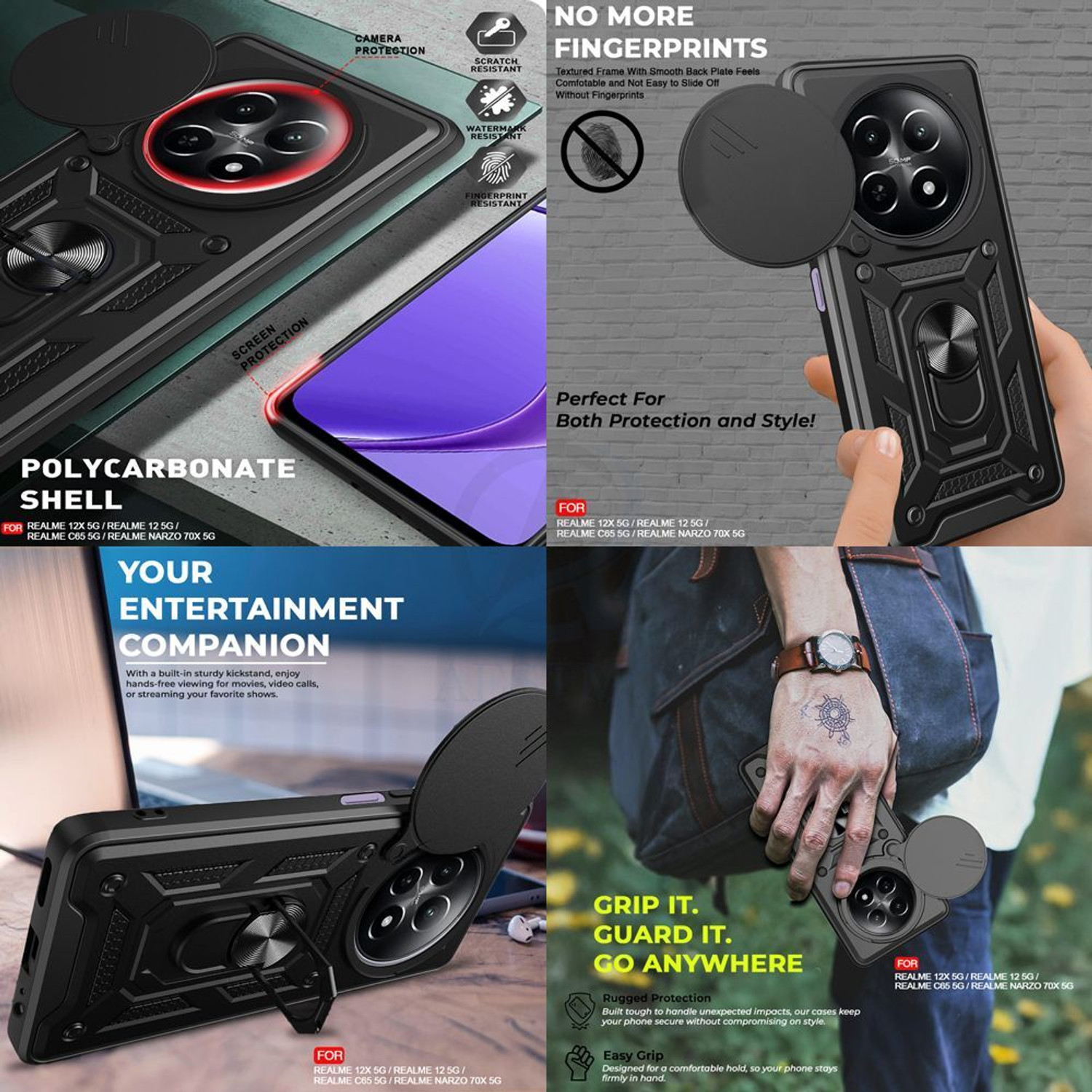 Image of AESTMO Back Cover for Realme 12 5G, Realme 12X 5G, Realme C65 5G, Realme Narzo 70X 5G