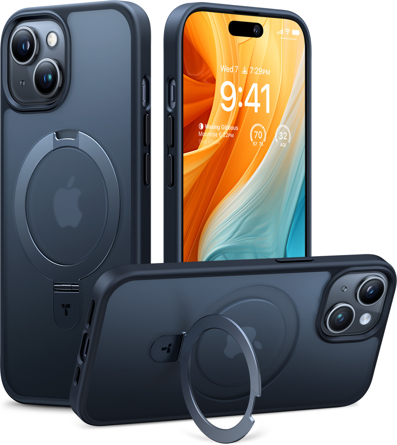Image of Torras Back Cover for iPhone 15 Ultra Magnetic Ostand Fit For MagSafe, Ring Holder, Military-Grade, Slim, Matte
