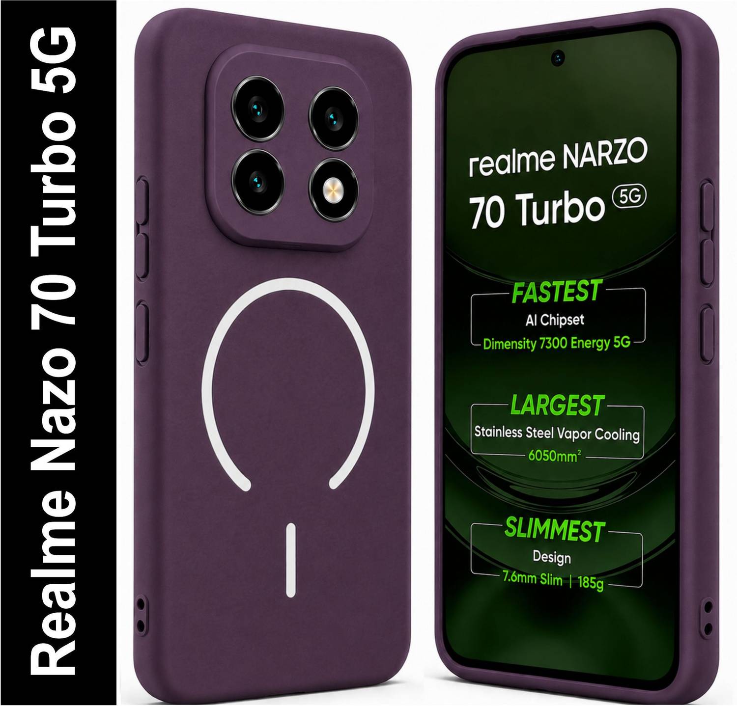 SBMS Back Cover for Realme Narzo 70 Turbo 5G Purple - Image 1