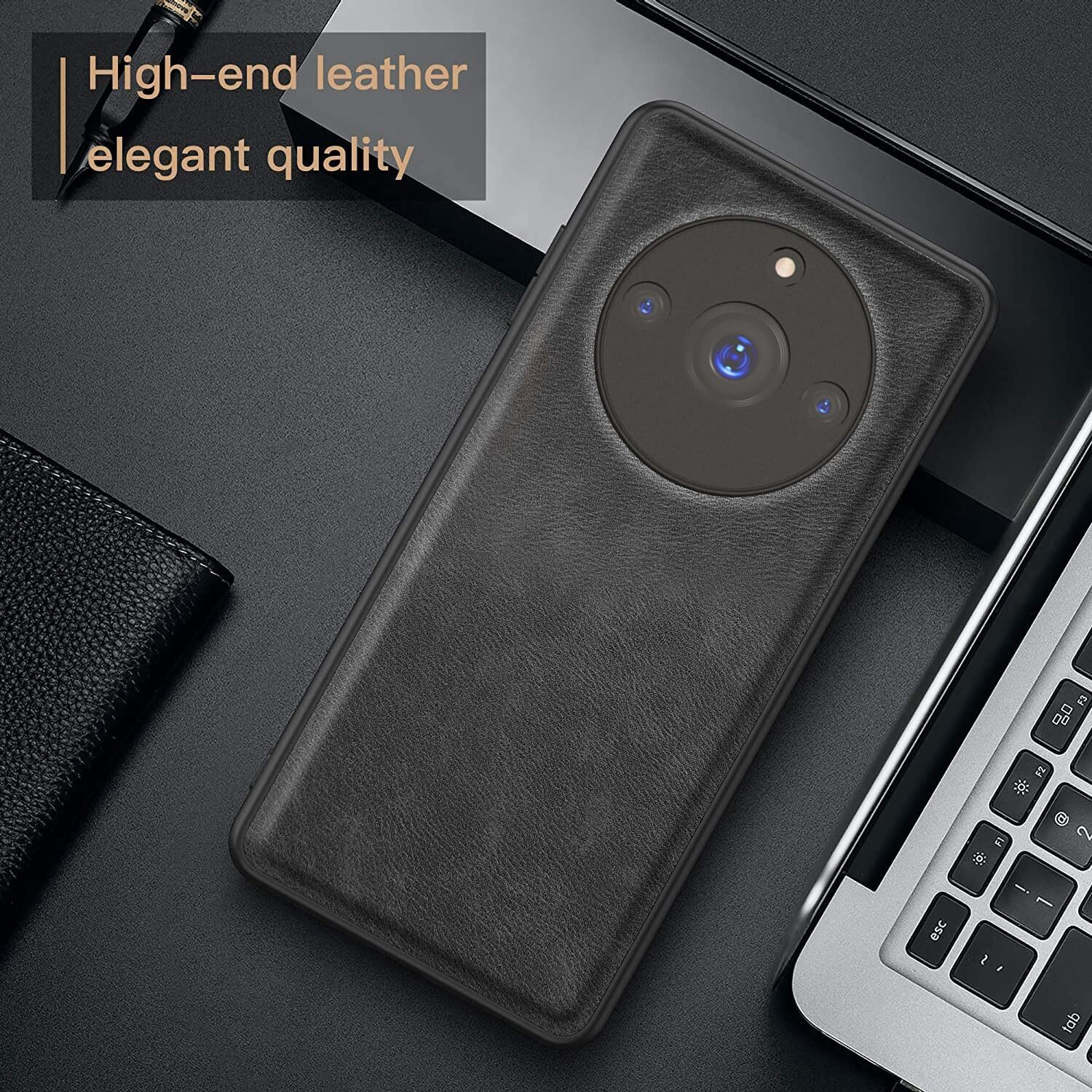 Image of Hoccroxx Back Cover for Realme 11 Pro Plus, Faux Leather, Slim Shockproof Camera Protection Bumper Case