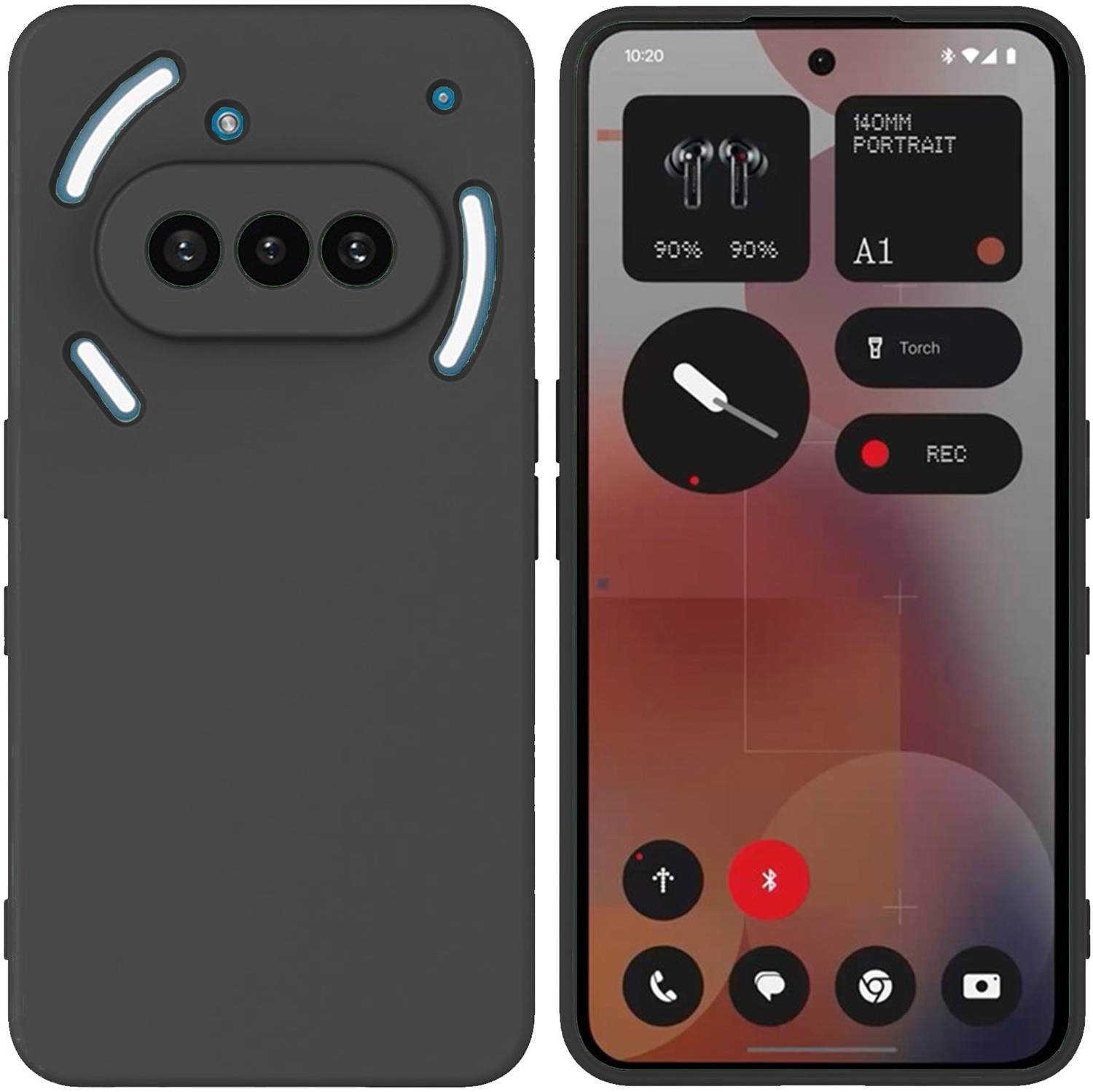 ArmourPro Back Cover for Nothing Phone (3a), Black Silicon Case & Bubble Suction Stiker