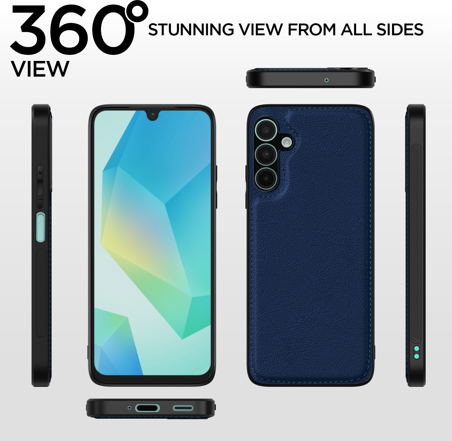 Image of Pikkme Back Cover for Samsung Galaxy A16 5G (Blue, Grip Case, Leather, Pack of: 1)