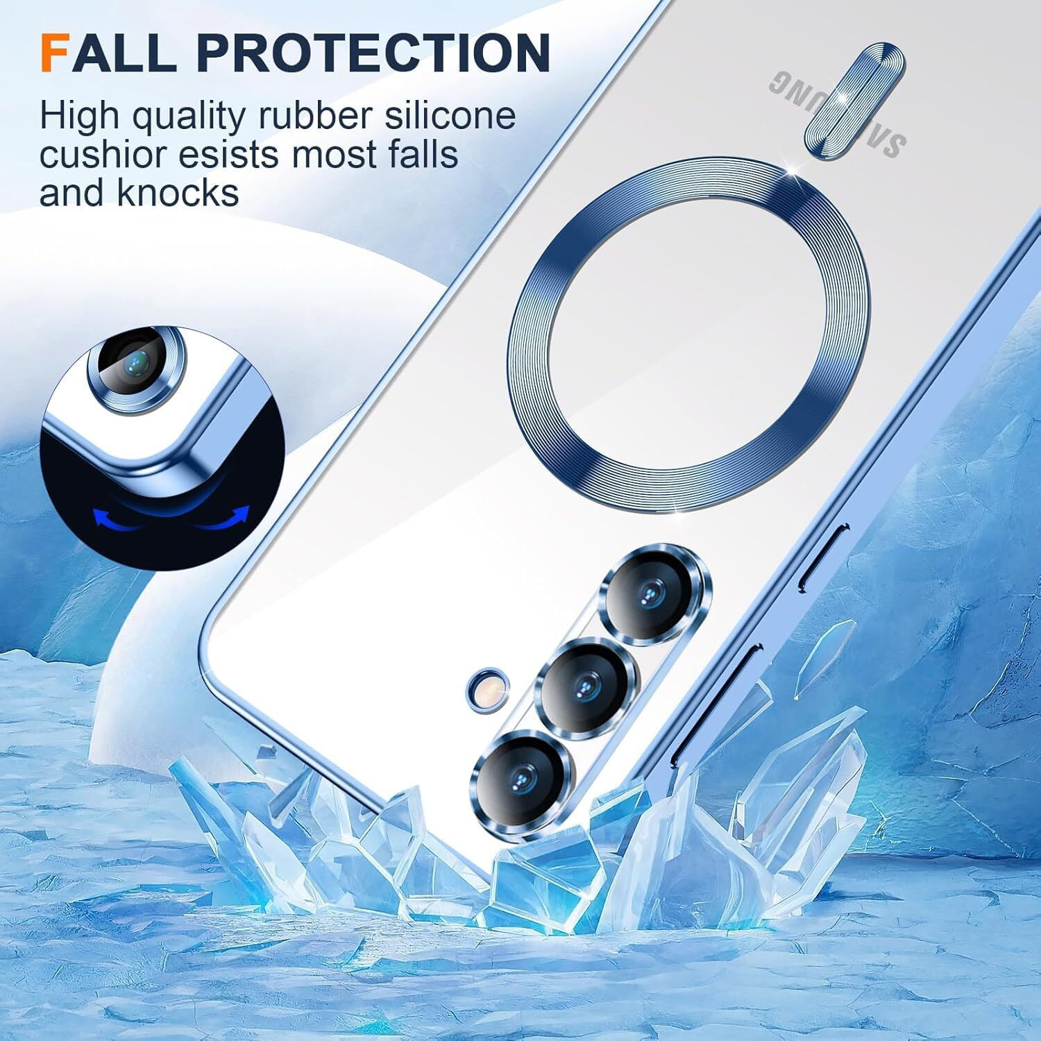 Image of VONZEE Back Cover for Samsung Galaxy A36 Magnetic Built-in Camera Lens Protector, Electroplated Clear Case