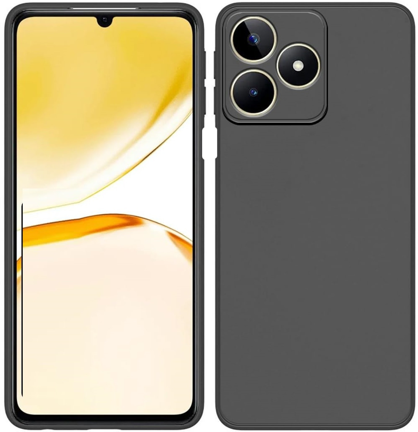 Image of O2MG Back Cover for realme C51 (Black, Shock Proof, Pack of: 1)