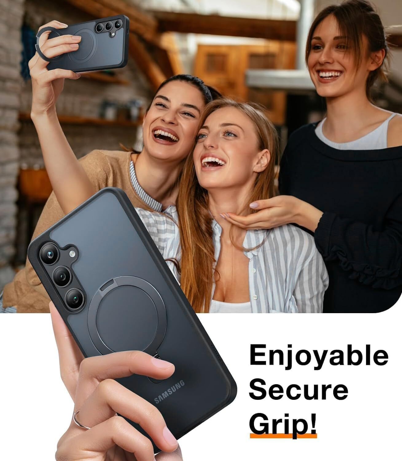 Image of AIBEX Back Cover for Samsung Galaxy S24|Kickmag With Magnetic Ring Alloy Kickstand | Mag-Safe Compatible