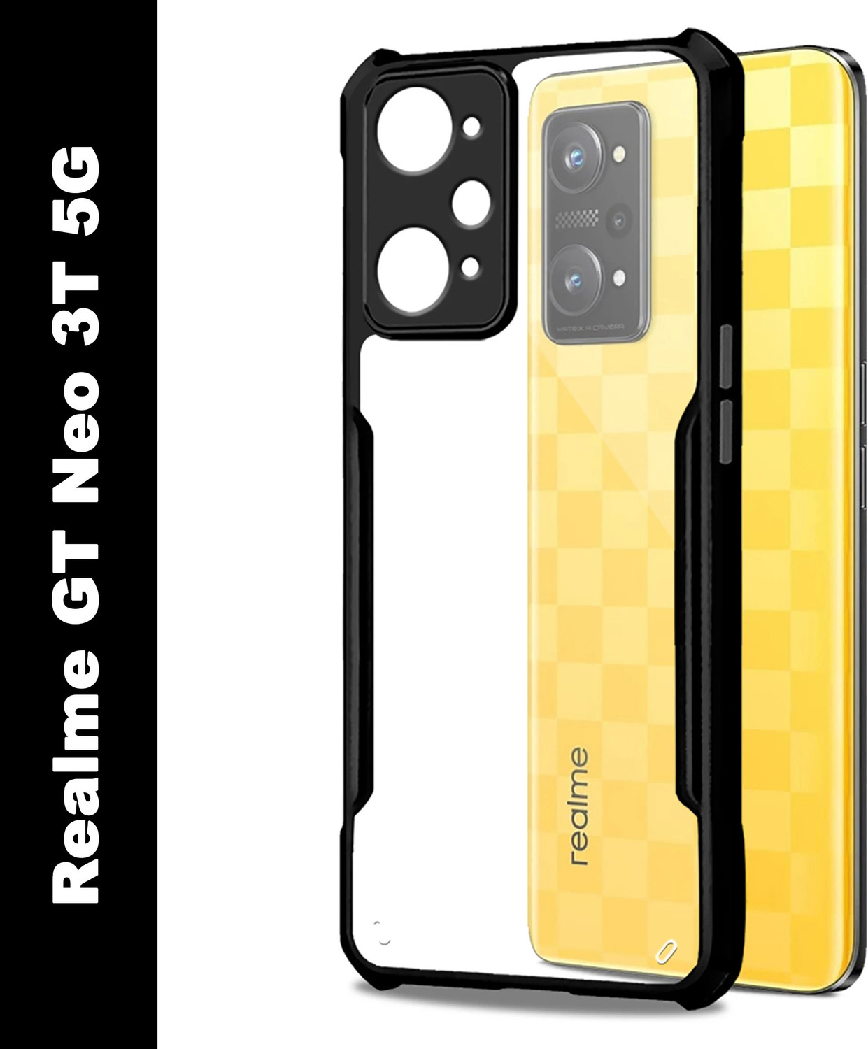 Image of CASEVIBE Back Cover for Realme GT Neo 3T 5G (Black, Shock Proof, Plastic, Pack of: 1)