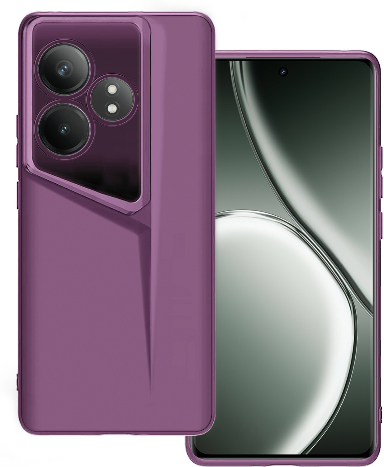 Image of Plus Back Cover for Realme GT 6T 5G (Purple, Flexible, Rubber, Pack of: 1)