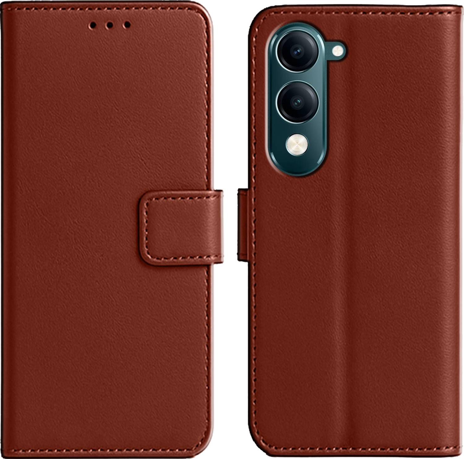 Ascensify Back Cover for Vivo Y19e Premium PU Leather Flip Cover with Card Slots & Stand Feature