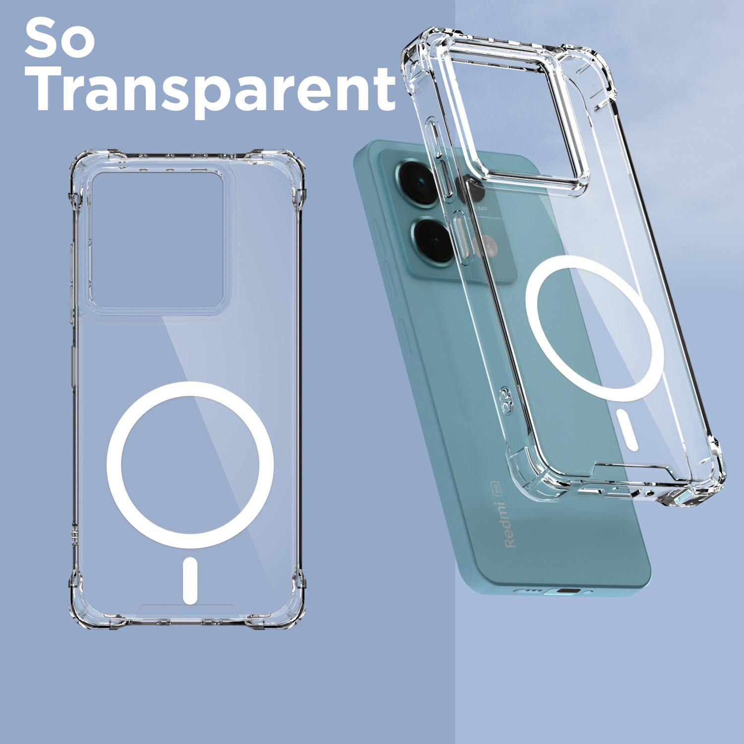 Image of Pikkme Back Cover for Poco X6 5G (Transparent, Grip Case, Thermoplastic Polyurethane, Pack of: 1)
