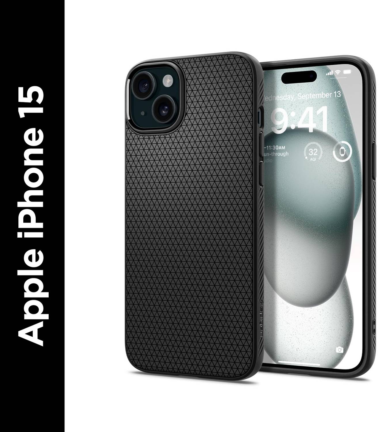 Spigen Liquid Air Back Cover for iPhone 15 (Black)