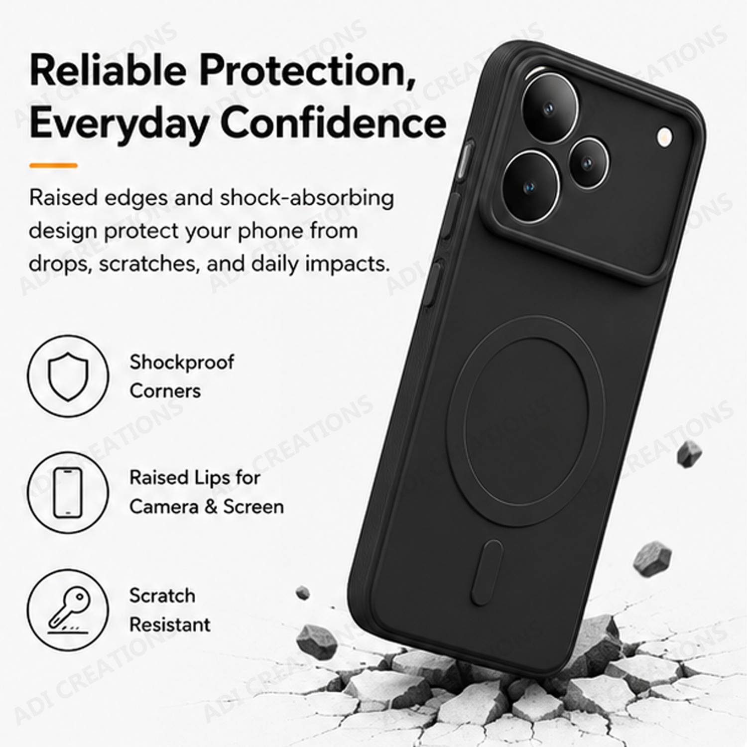 ADI Creations Back Cover for realme P4 Pro 5G Black - Image 2