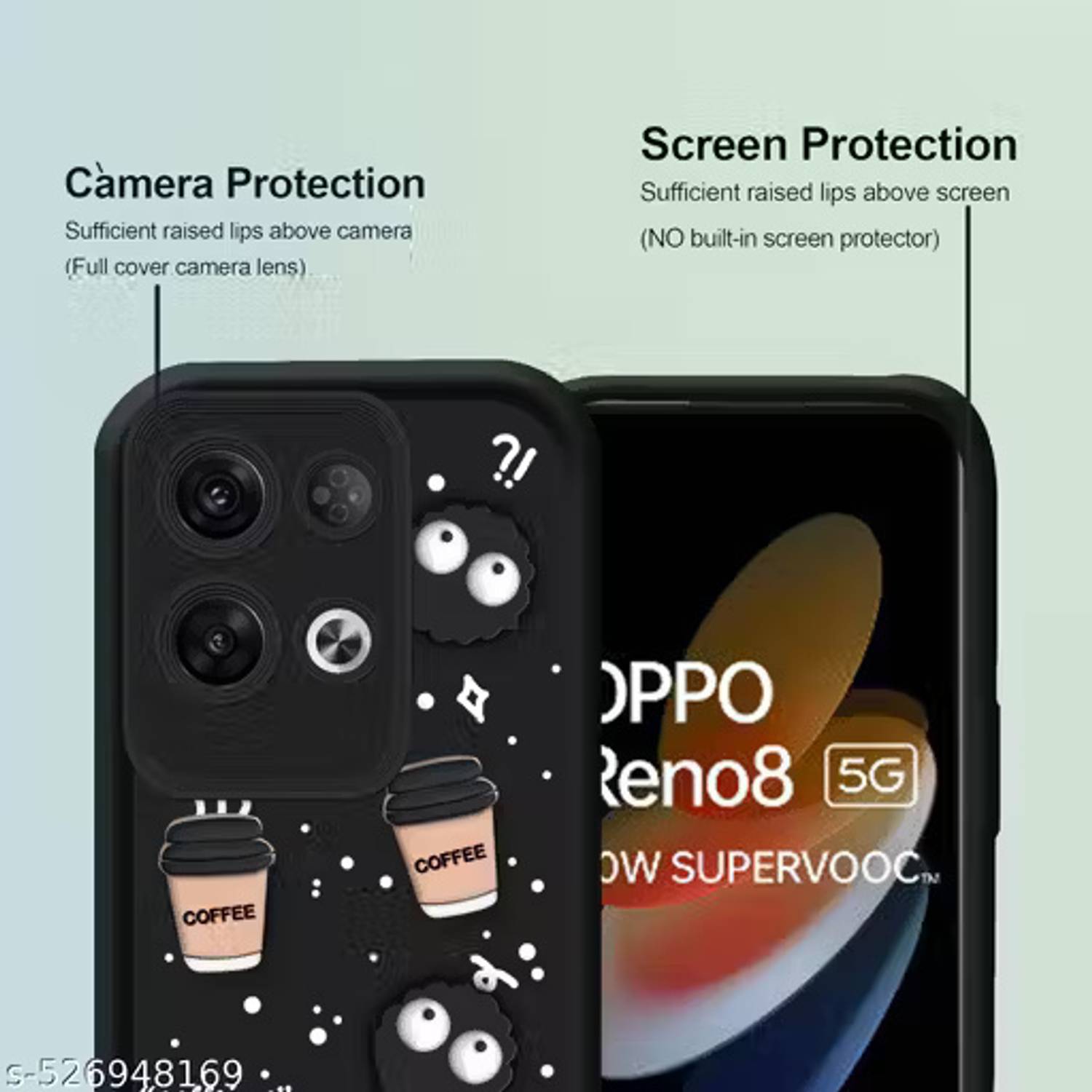 Custodia GOKEN Per Oppo Reno8 5G, Ibrida TPU+PC, Con Supporto Magnetico E Anello Girevole 360°, Antiurto Certificazione Militare, Nera