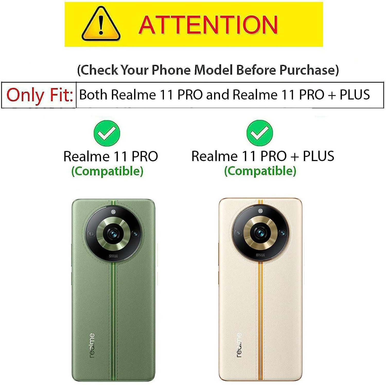 Image of Hoccroxx Back Cover for Realme 11 Pro Plus, Faux Leather, Slim Shockproof Camera Protection Bumper Case